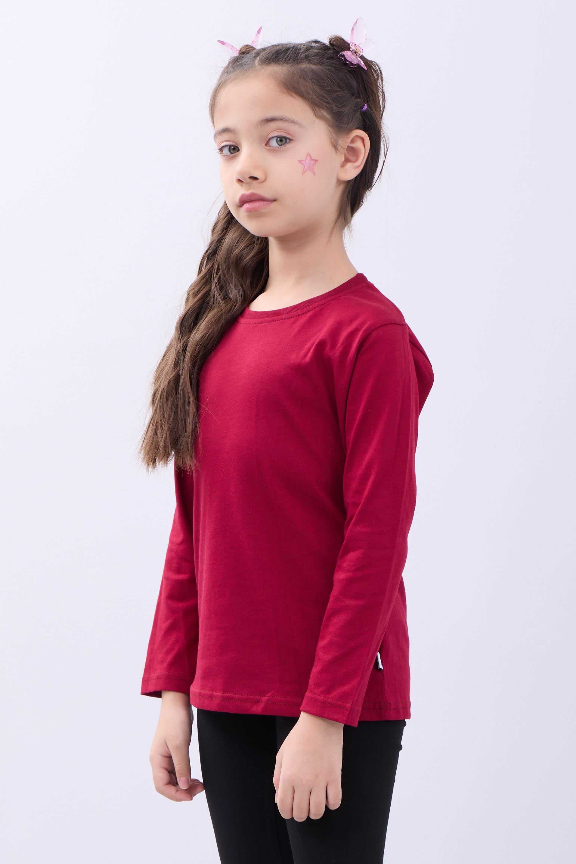 %100 Pamuklu Kız ve Erkek Unisex Uzun Kollu Basic Tshirt
