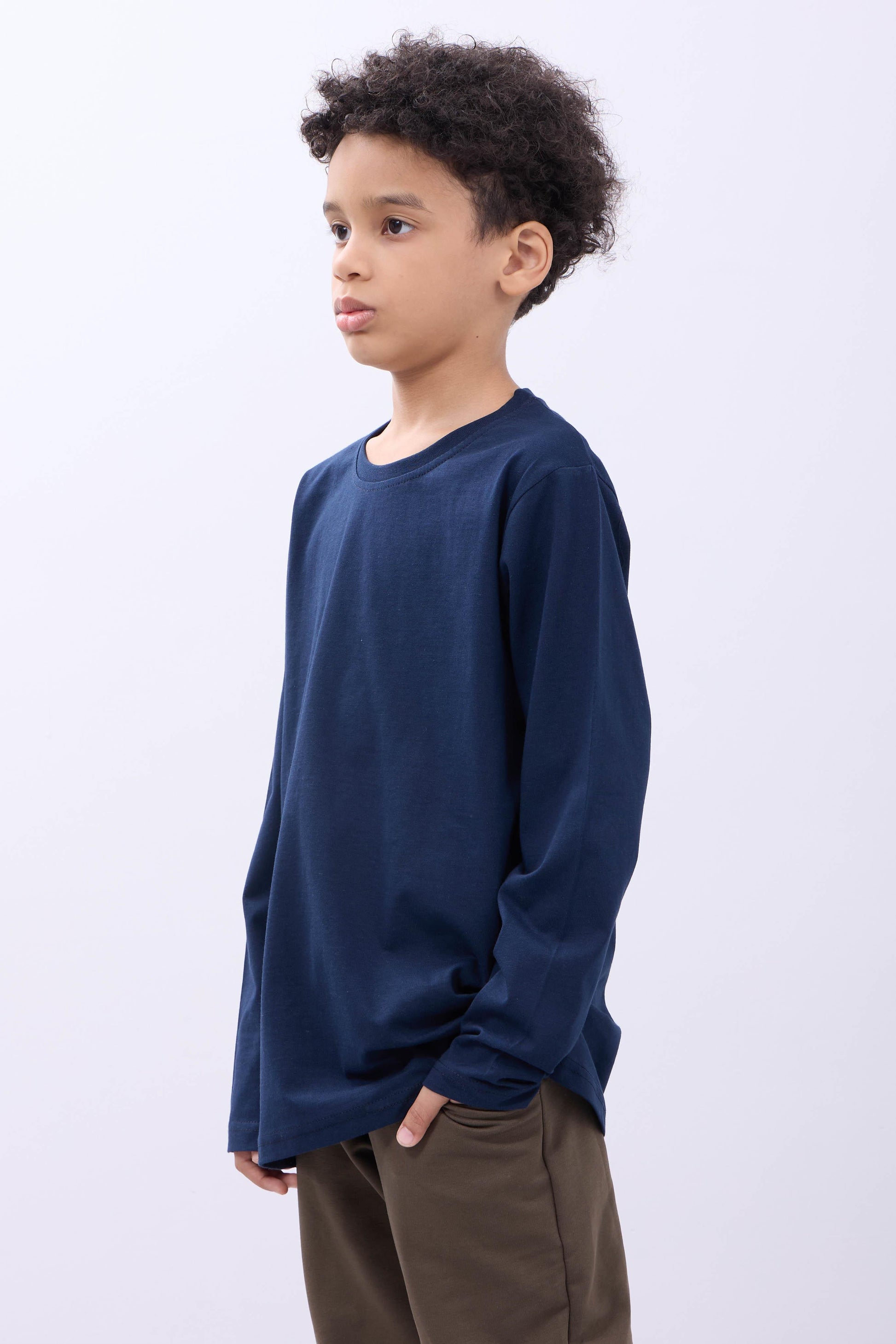 %100 Pamuklu Kız ve Erkek Unisex Uzun Kollu Basic Tshirt