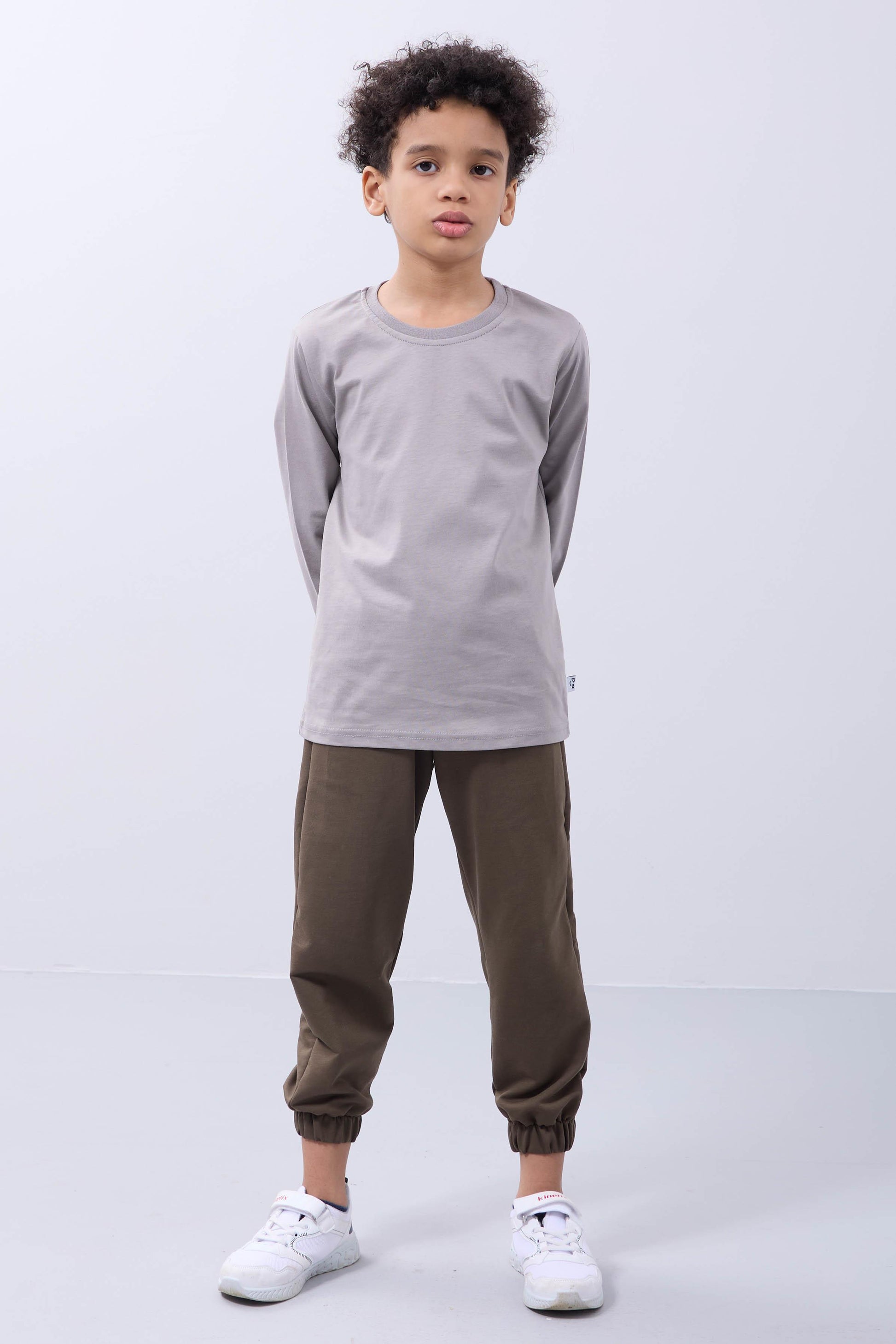 %100 Pamuklu Kız ve Erkek Unisex Uzun Kollu Basic Tshirt