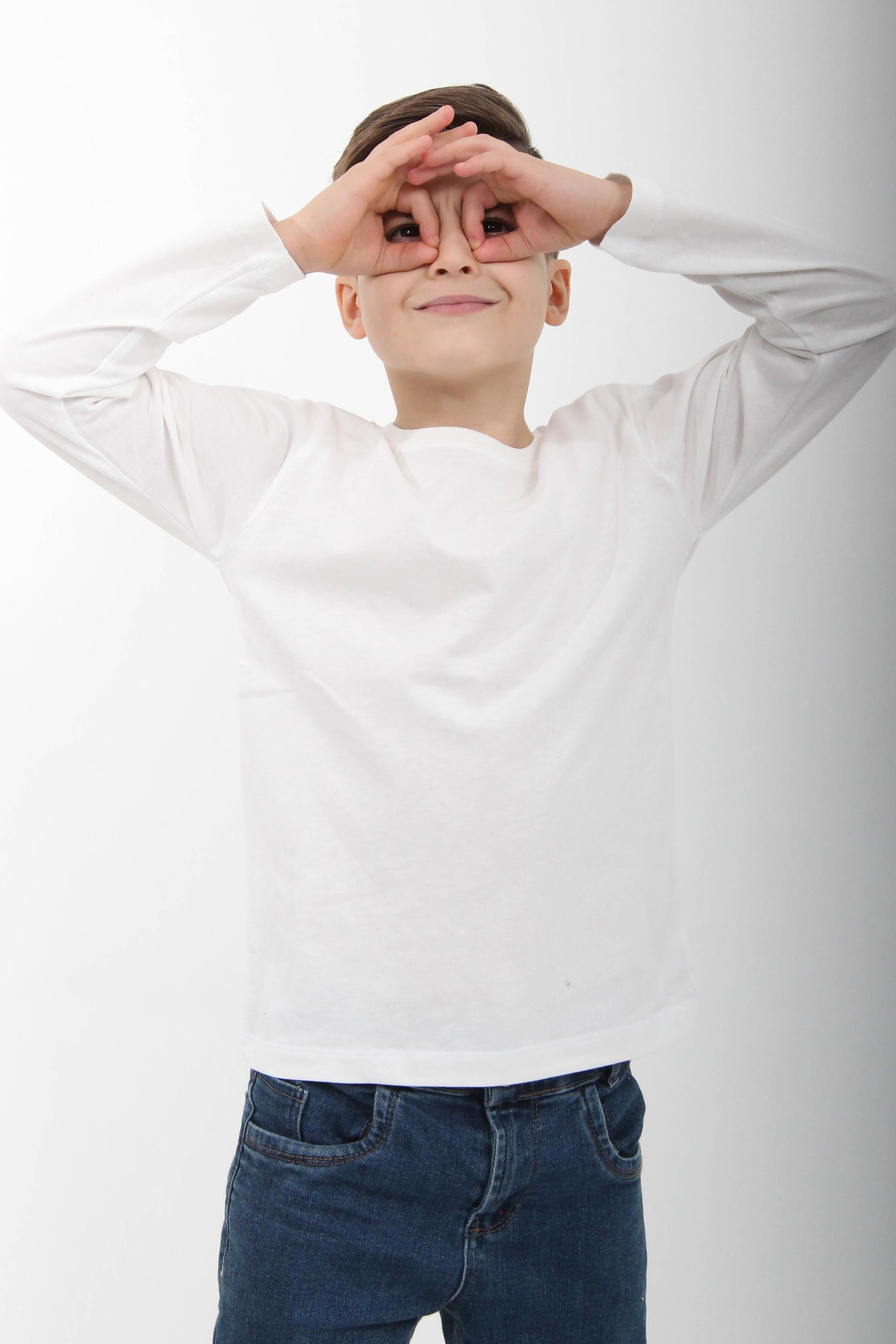 %100 Pamuklu Kız ve Erkek Unisex Uzun Kollu Basic Tshirt