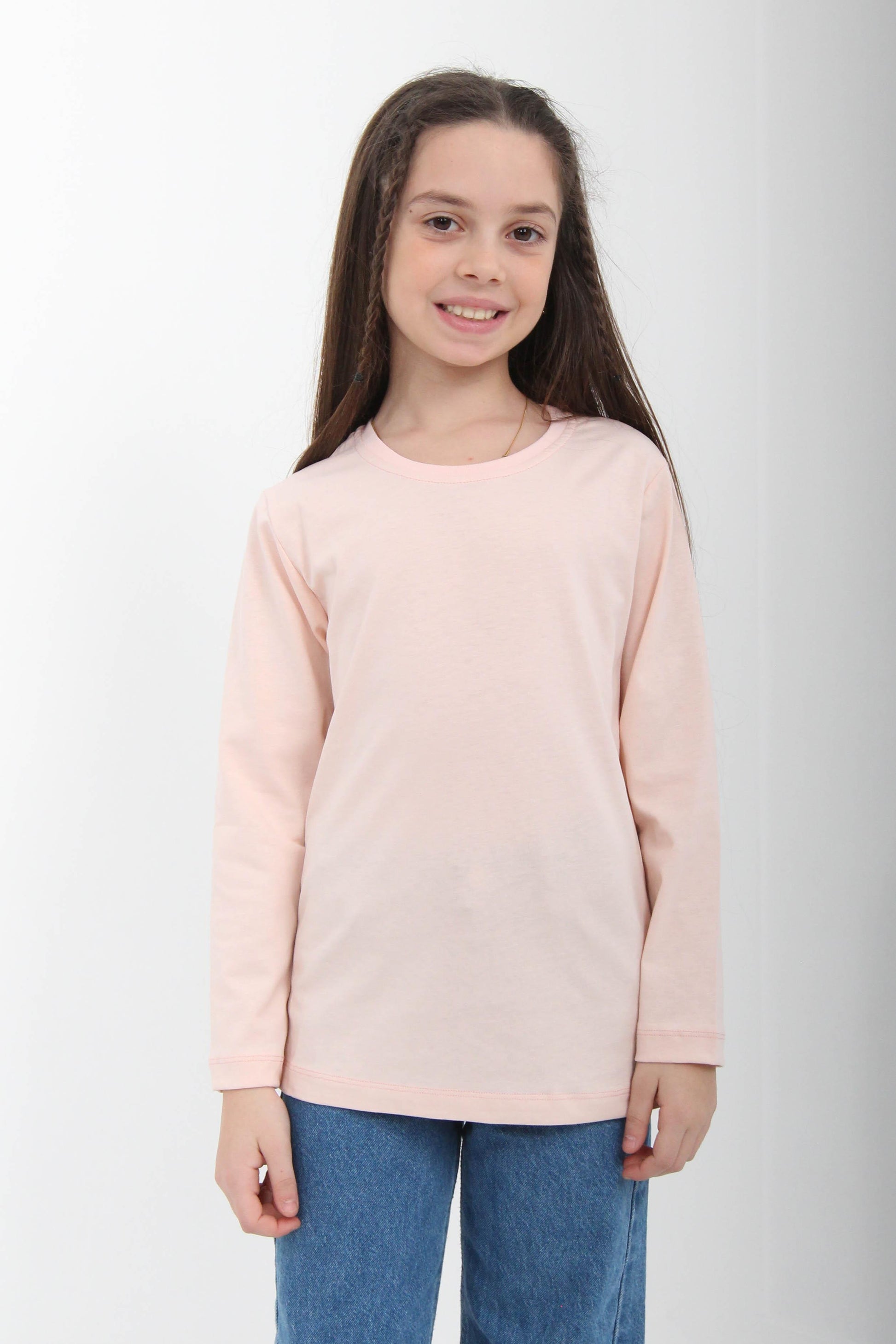 %100 Pamuklu Kız ve Erkek Unisex Uzun Kollu Basic Tshirt