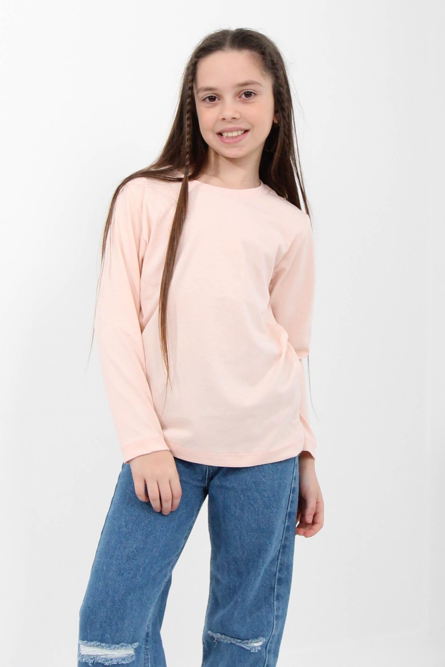 %100 Pamuklu Kız ve Erkek Unisex Uzun Kollu Basic Tshirt