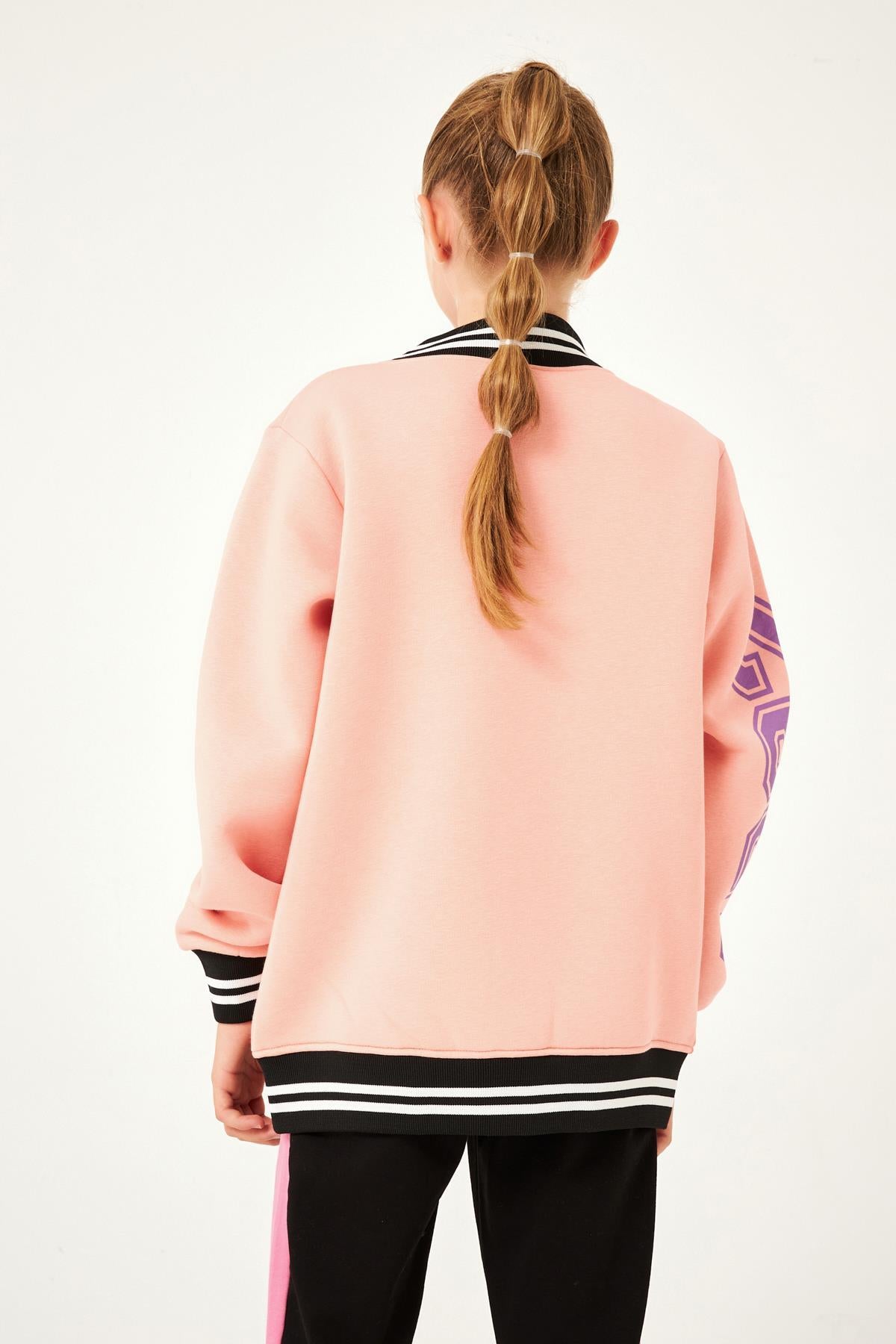 1992 Baskı Detaylı Kız Çocuk Kolej Ceket