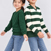 Unisex Çocuk 2'li Düz ve Çizgili Kışlık Sweatshirt Seti