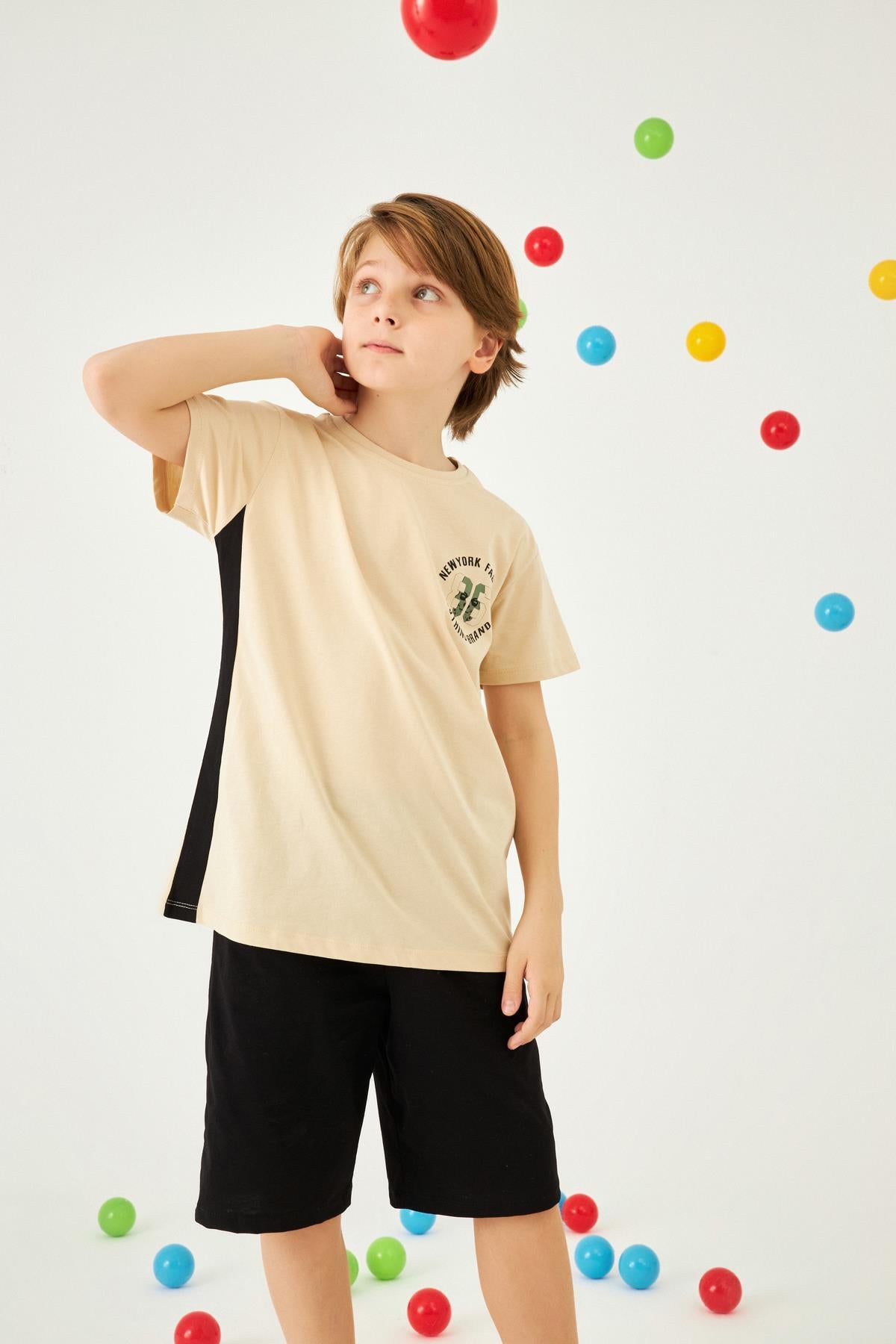 86 Arma Baskılı Bisiklet Yaka Erkek Çocuk Tshirt