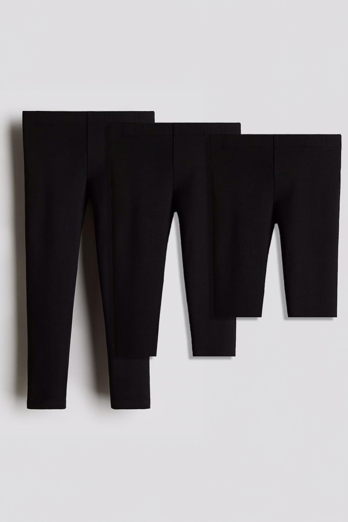 %95 Pamuk 3'lü Kız Çocuk Tayt Takımı Uzun, Kapri ve Şort Model