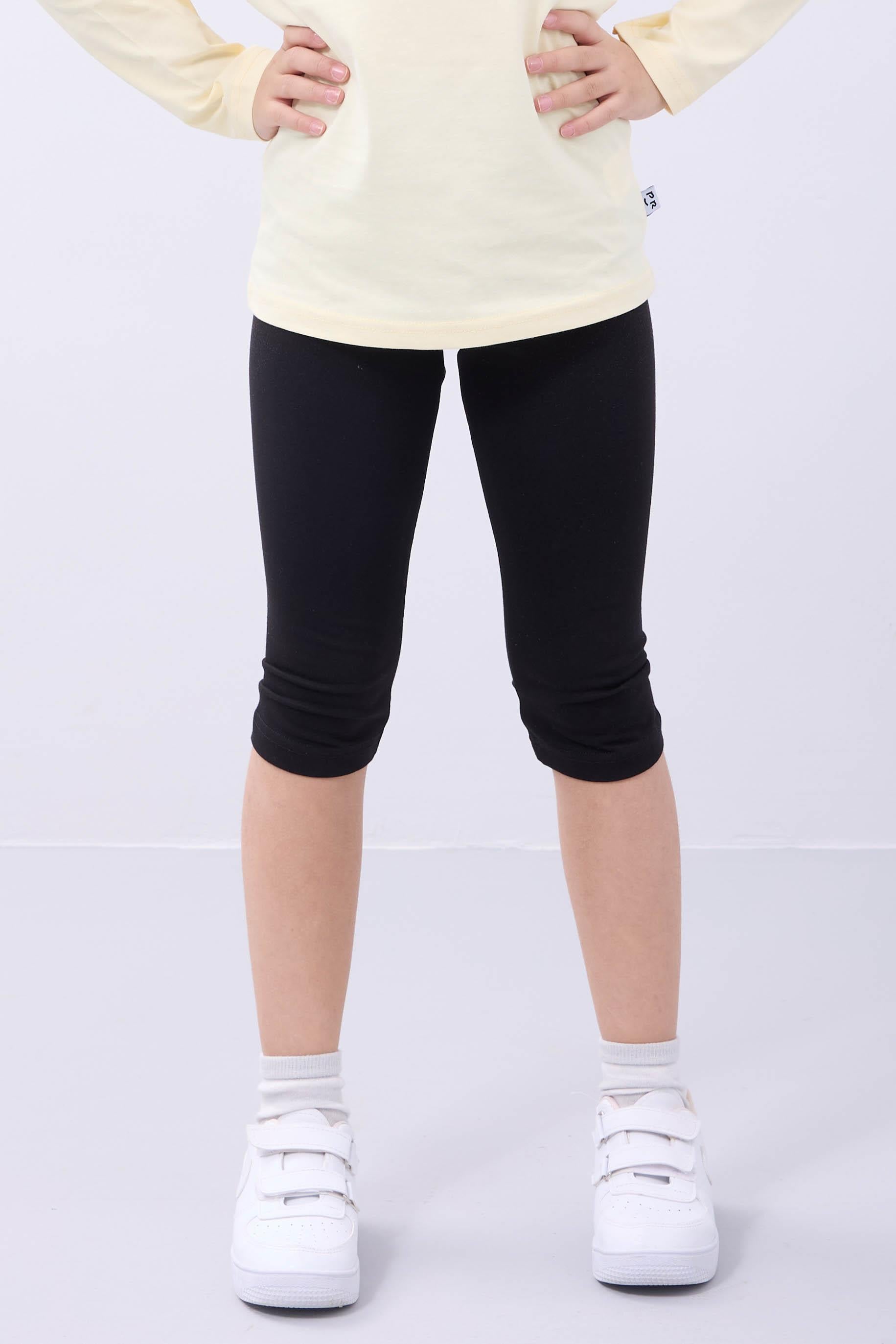 %95 Pamuk 3'lü Kız Çocuk Tayt Takımı Uzun, Kapri ve Şort Model