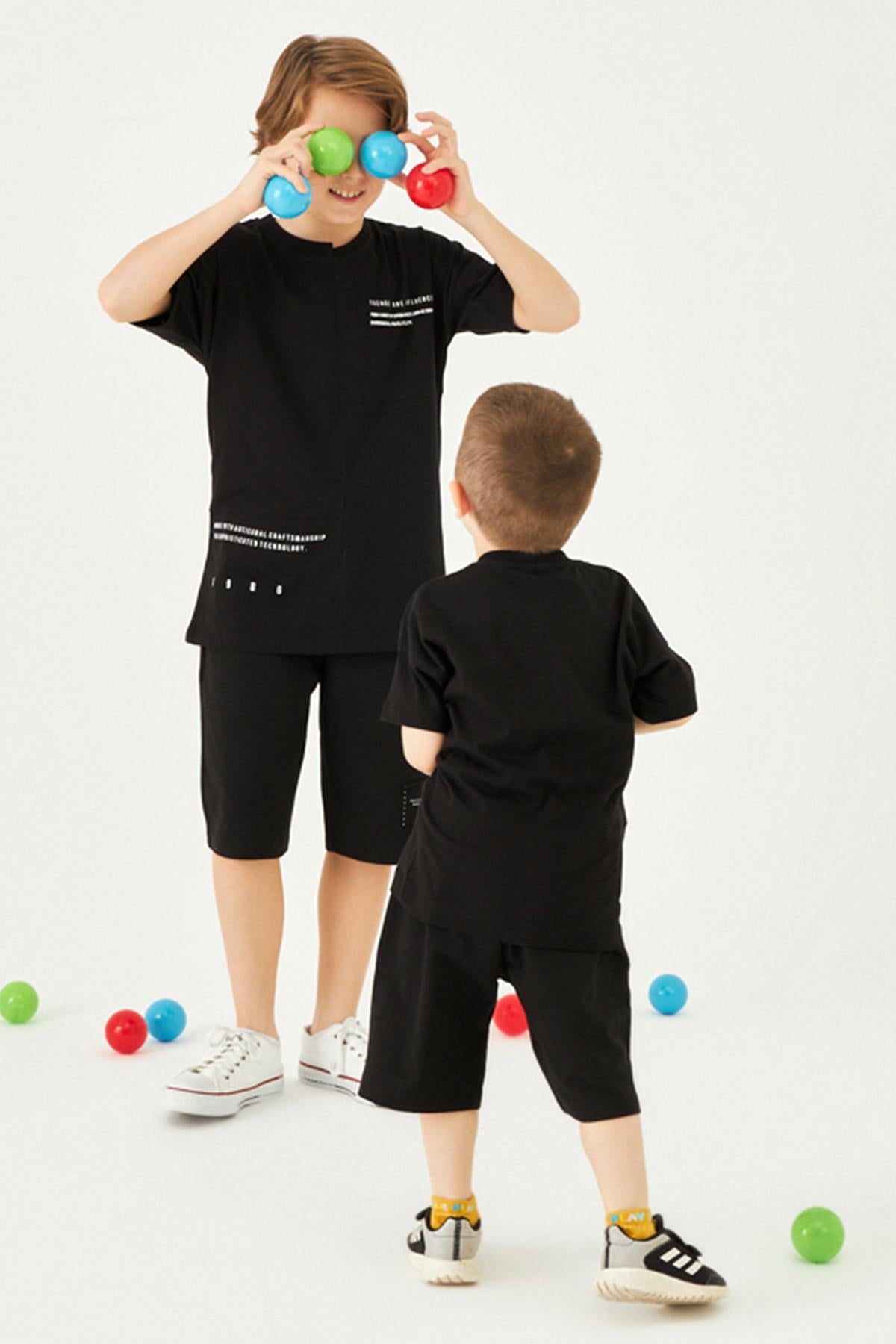 Asimetrik Basic Erkek Çocuk Şortlu Takım
