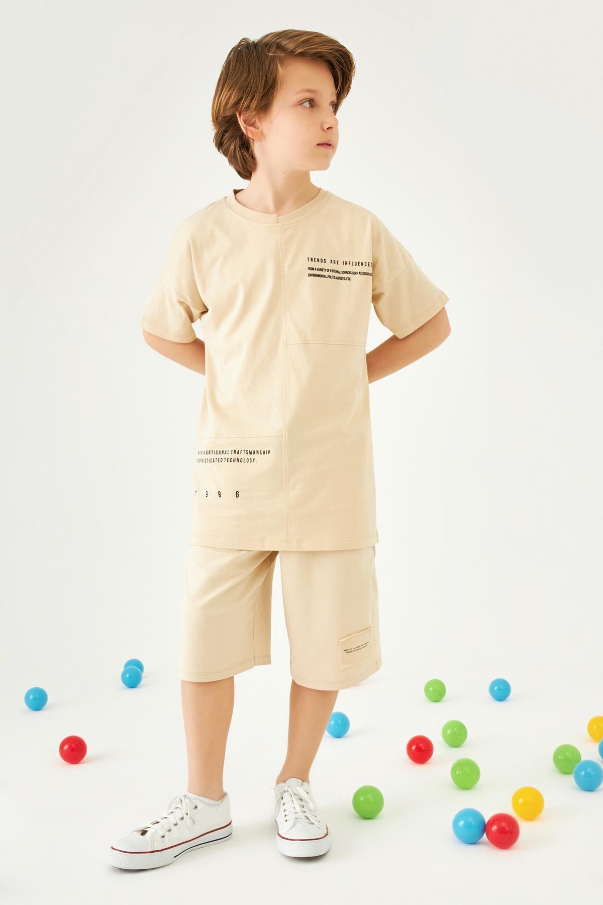 Asimetrik Basic Erkek Çocuk Şortlu Takım