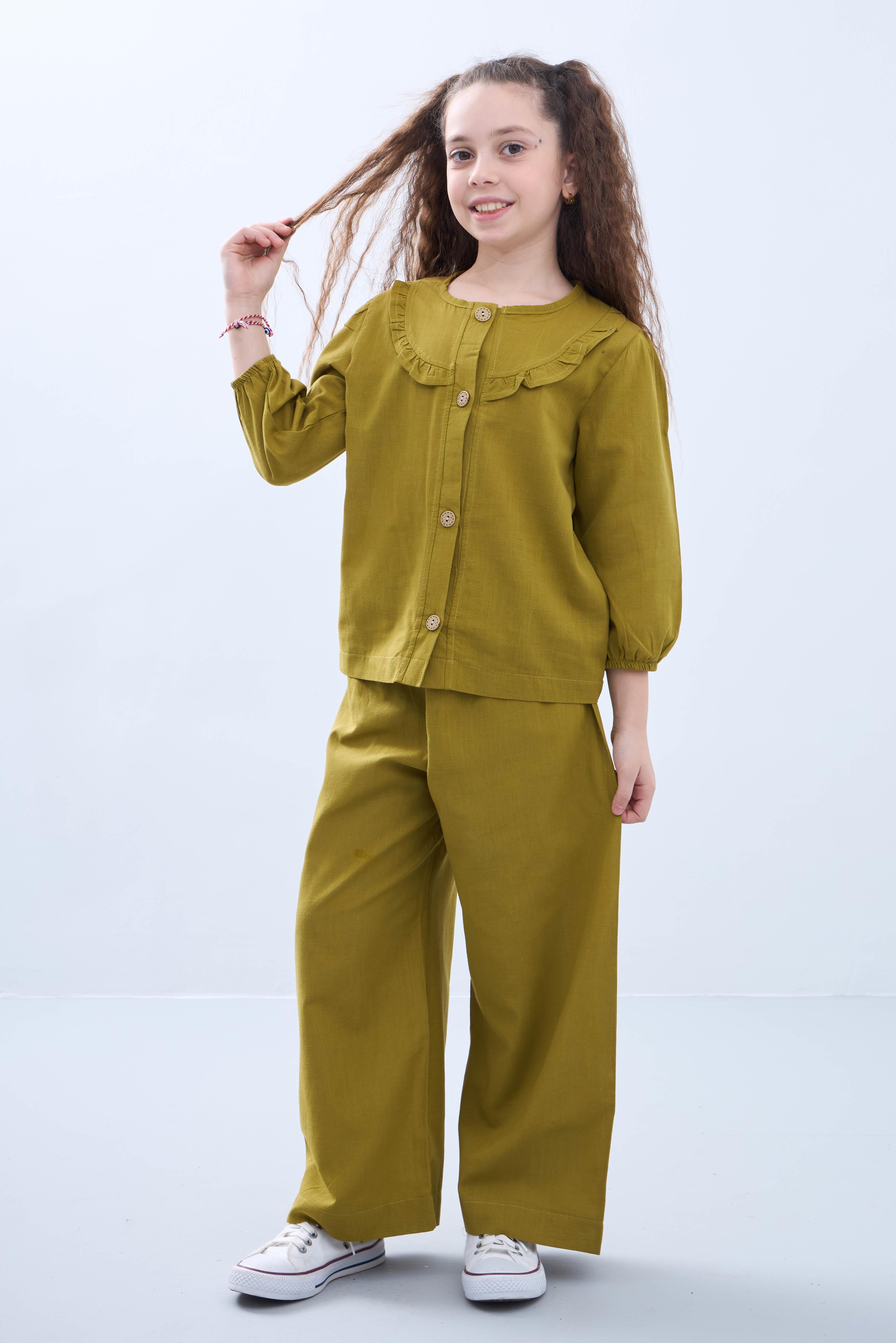 Bol Paça Mevsimlik Kız Çocuk Keten Takım