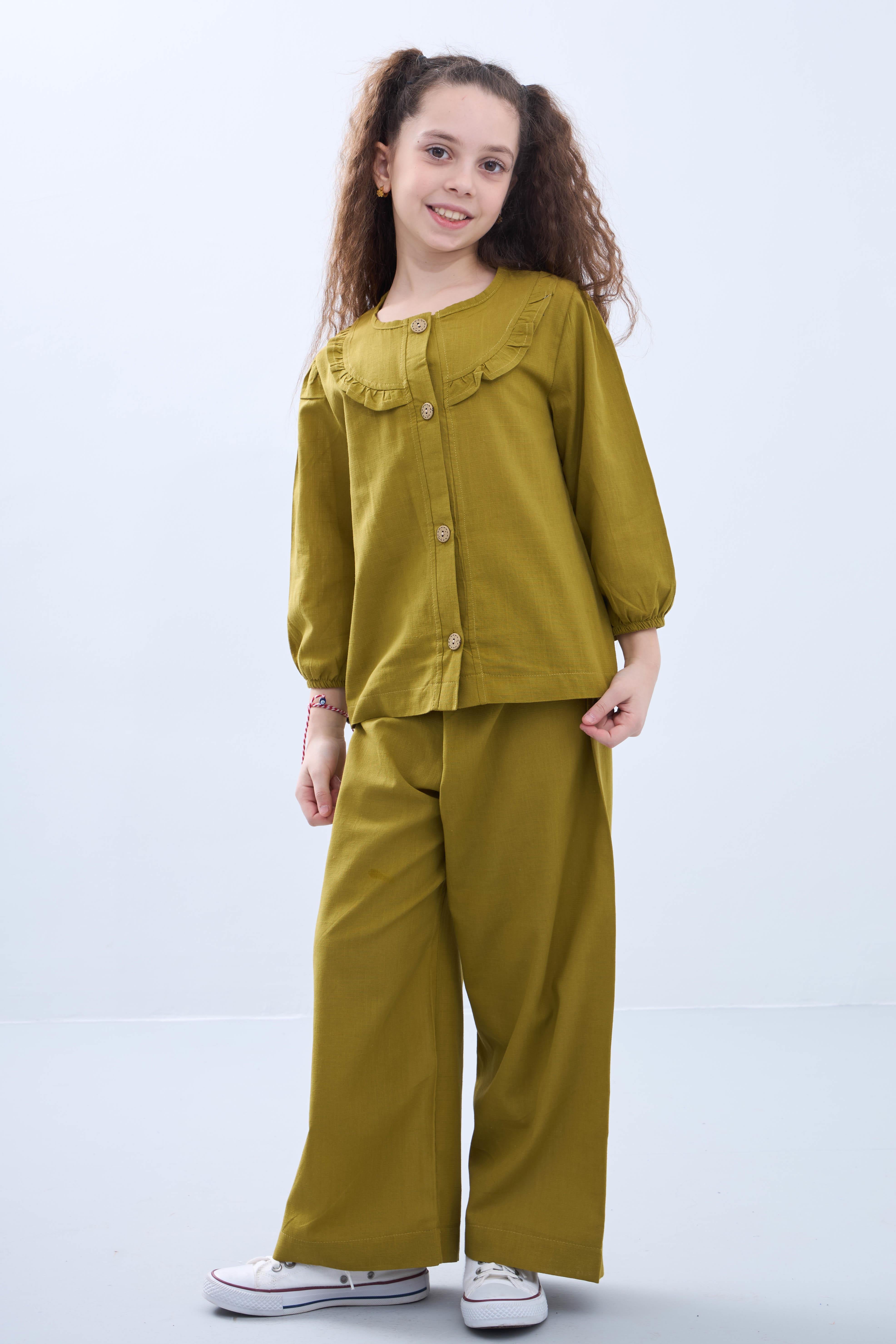 Bol Paça Mevsimlik Kız Çocuk Keten Takım