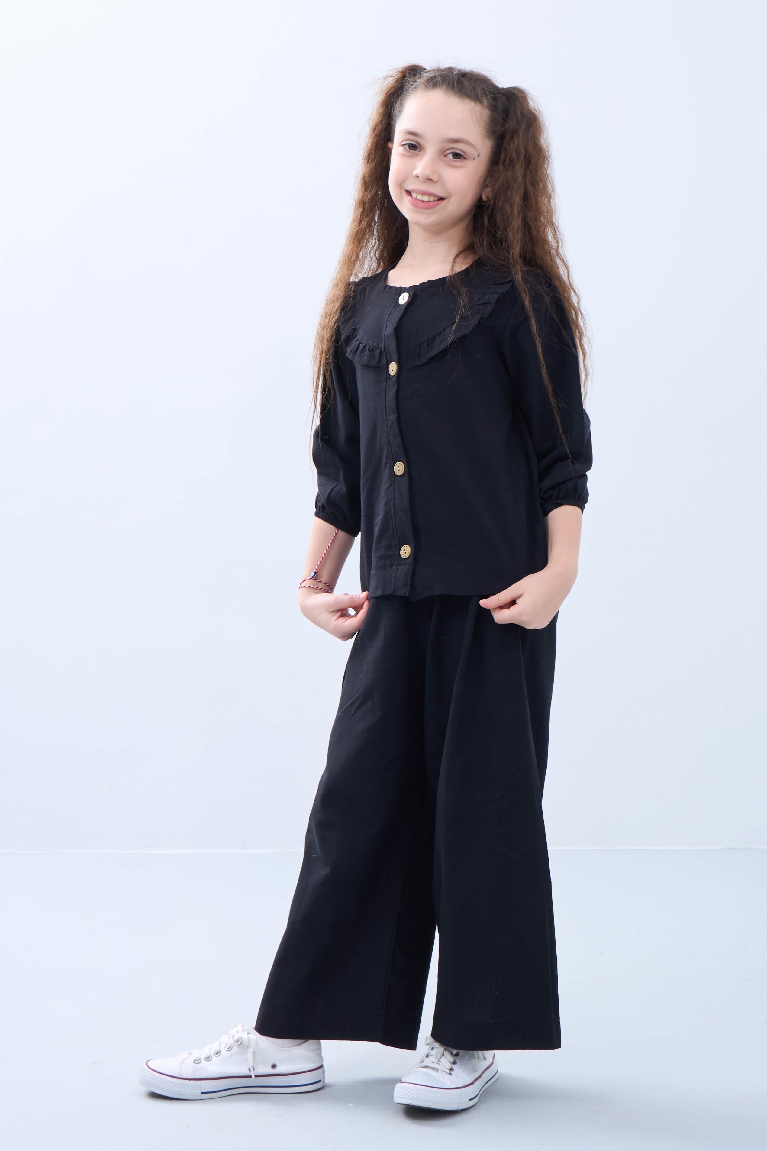 Bol Paça Mevsimlik Kız Çocuk Keten Takım