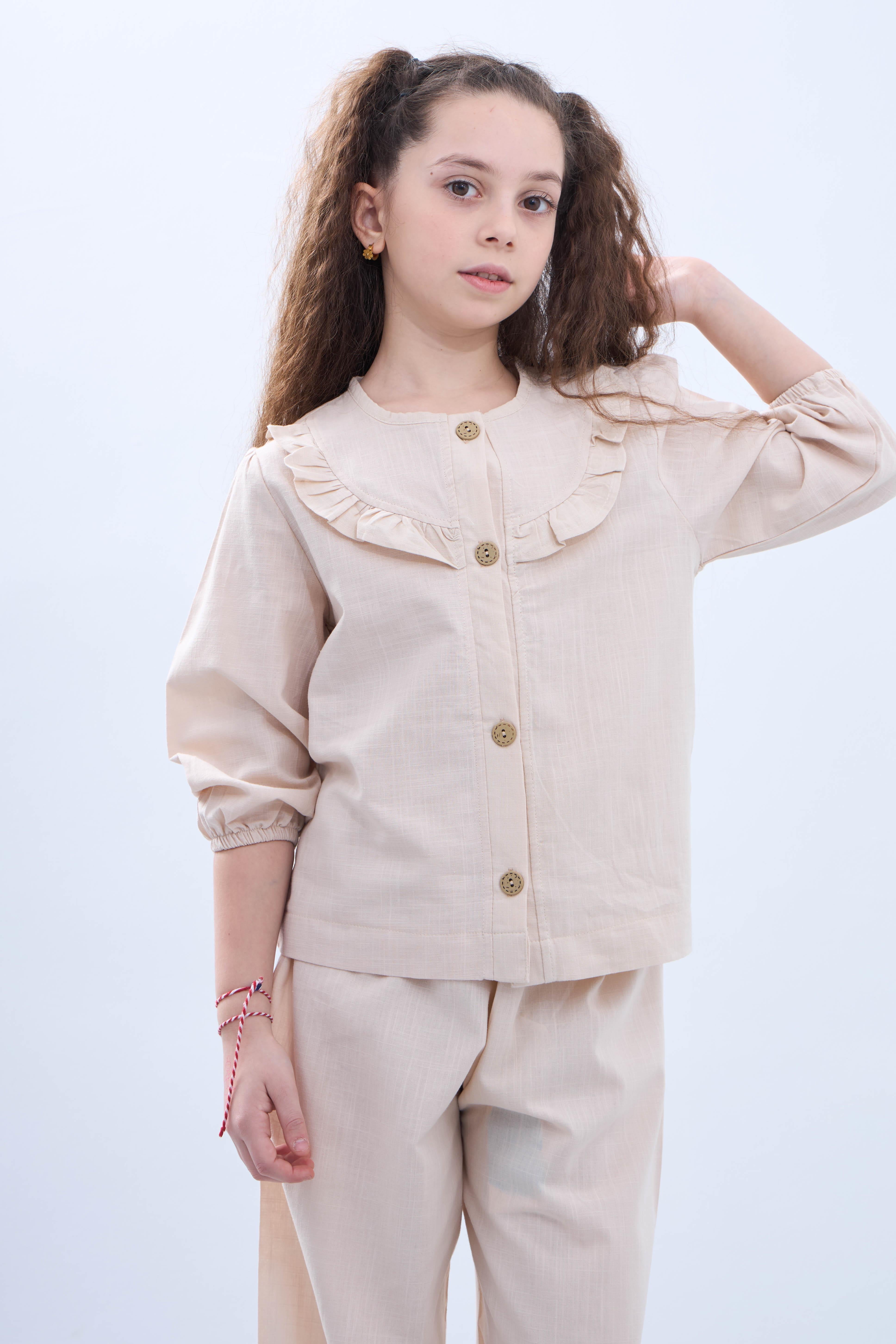 Bol Paça Mevsimlik Kız Çocuk Keten Takım