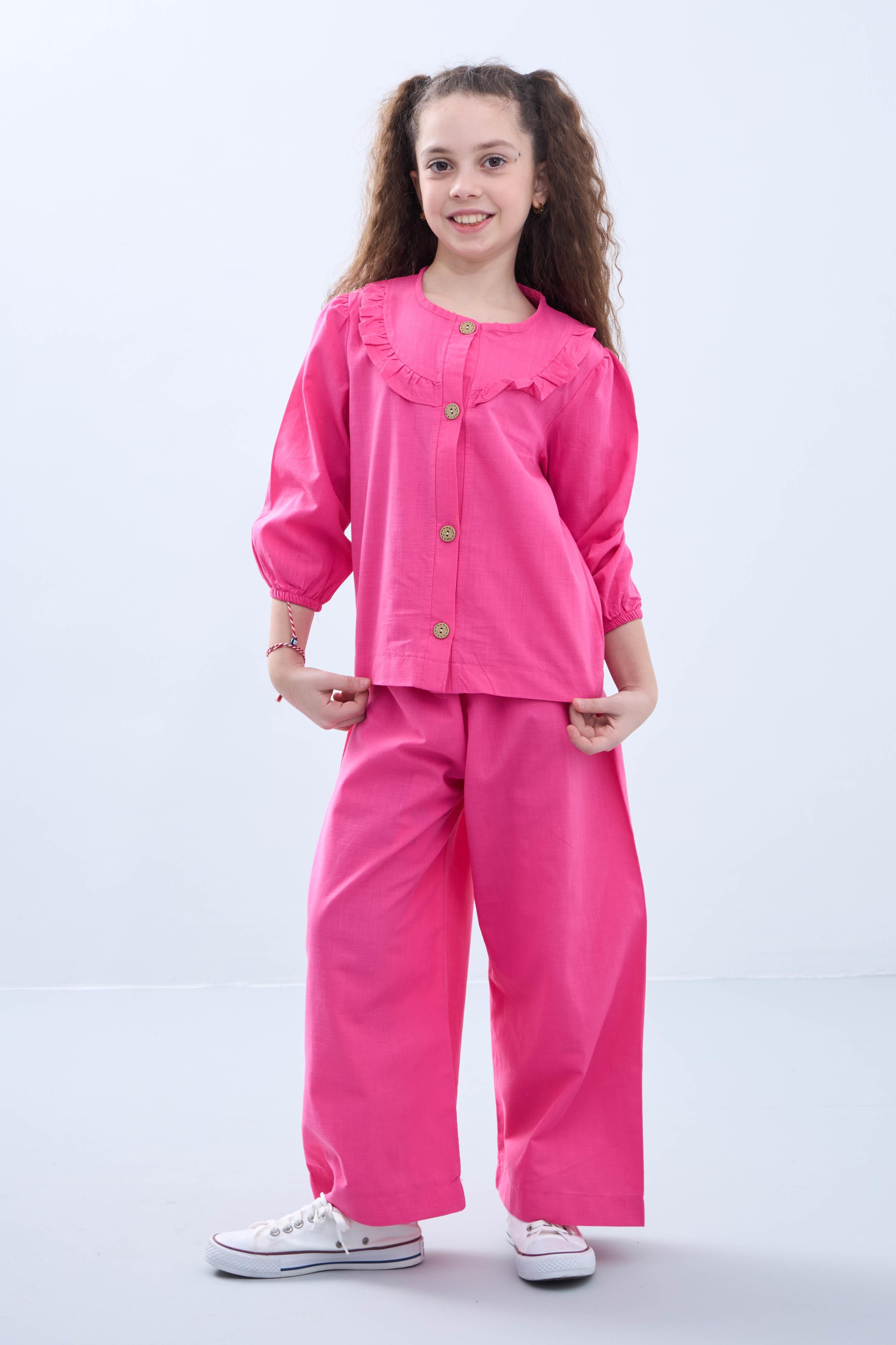 Bol Paça Mevsimlik Kız Çocuk Keten Takım