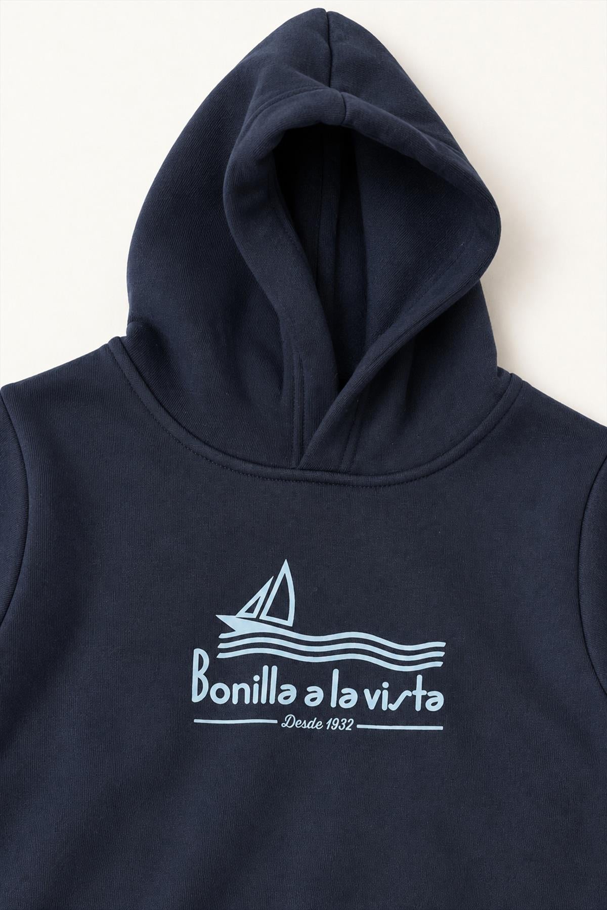 Erkek Çocuk 2'li Kapüşonlu ve Bisiklet Yaka Baskılı Kışlık Sweatshirt