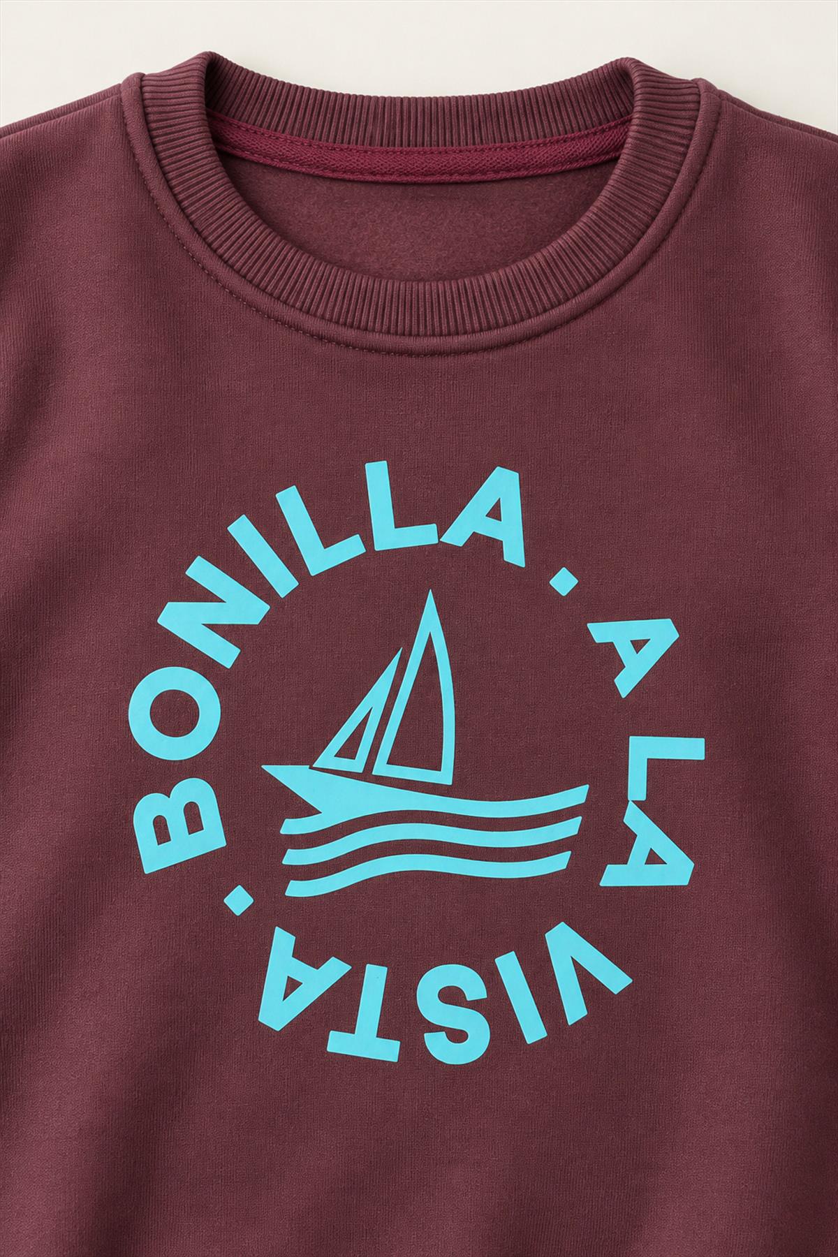 Erkek Çocuk 2'li Kapüşonlu ve Bisiklet Yaka Baskılı Kışlık Sweatshirt