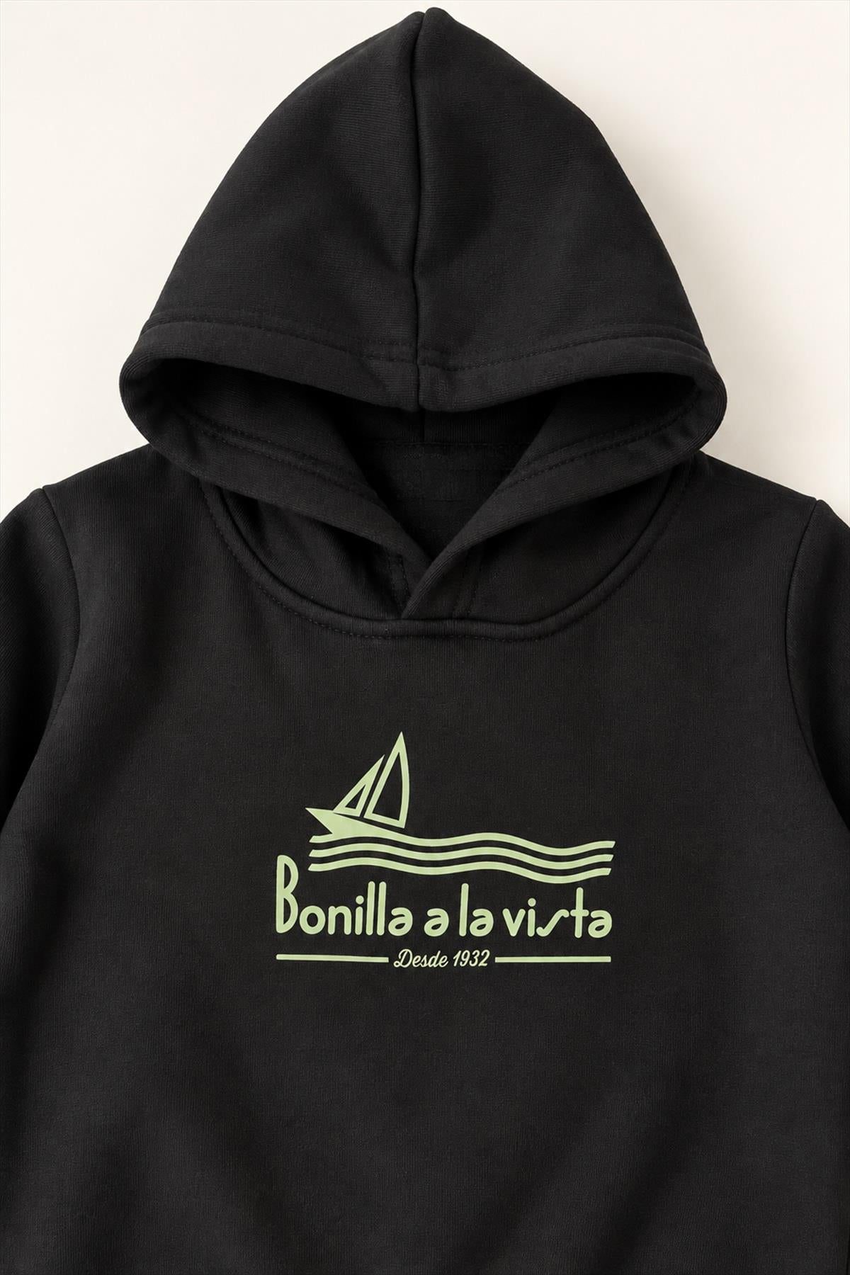 Erkek Çocuk 2'li Kapüşonlu ve Bisiklet Yaka Baskılı Kışlık Sweatshirt
