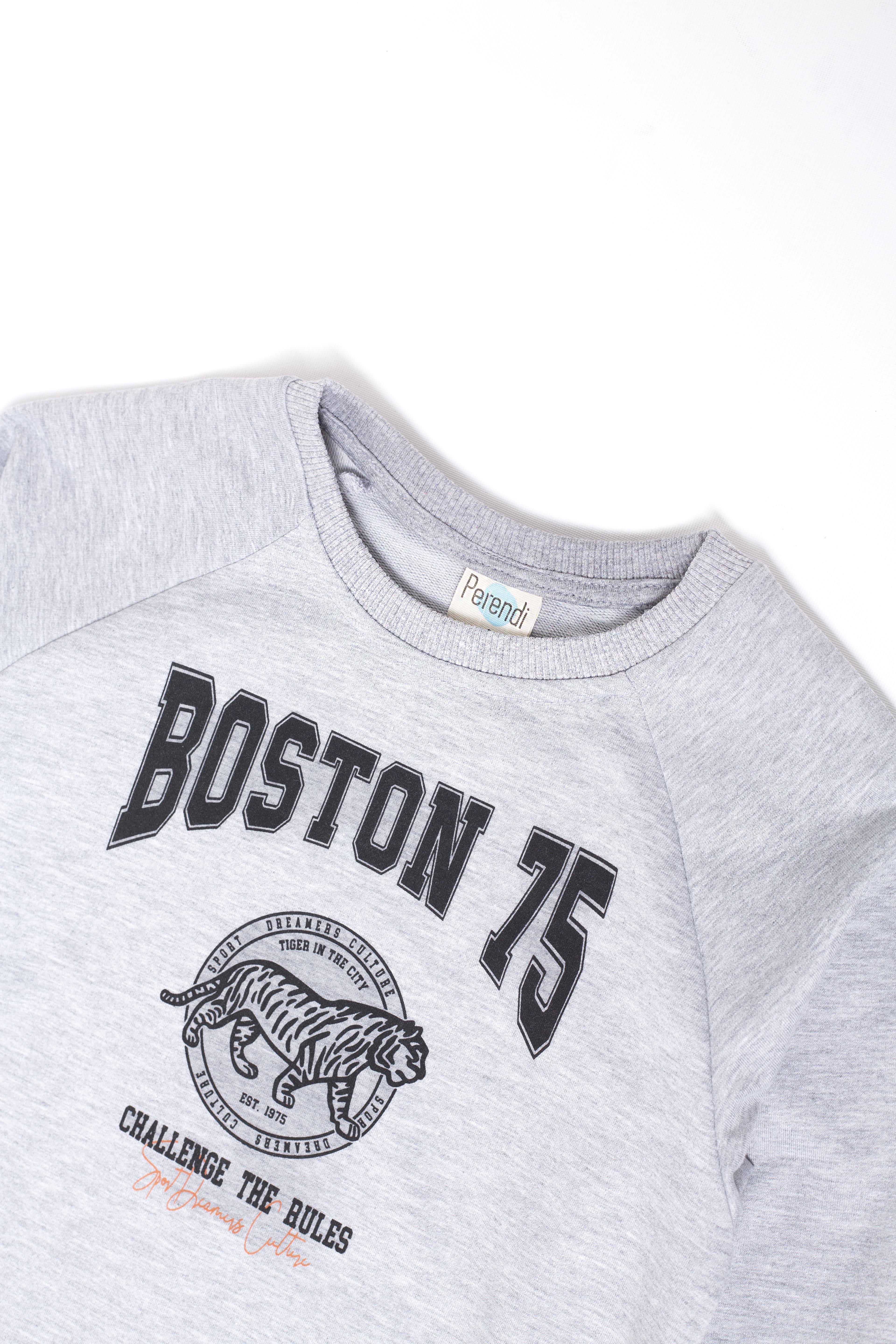 Boston Baskılı Erkek Çocuk Sweatshirt