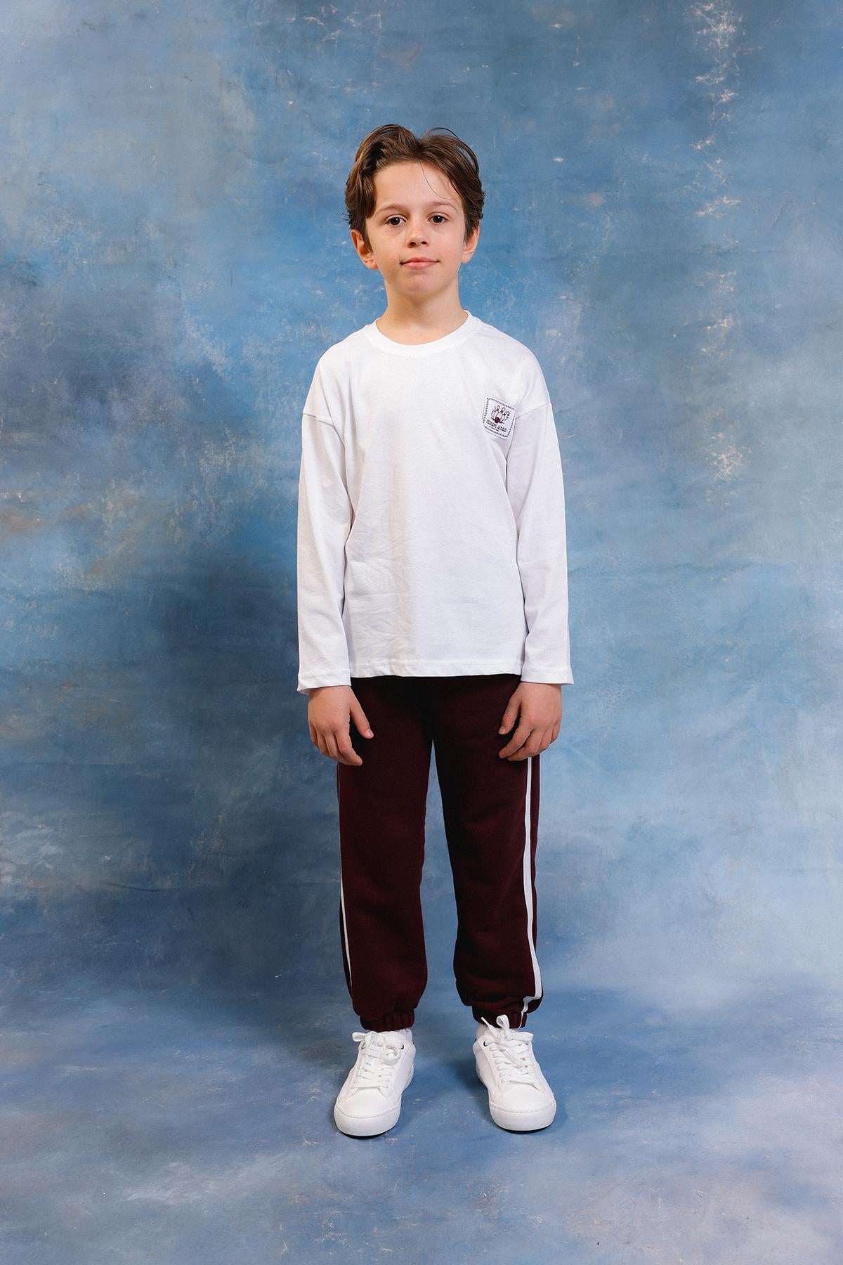 Erkek Çocuk Bowling Baskılı Uzun Kollu Tshirt & Jogger Alt Üst Takım