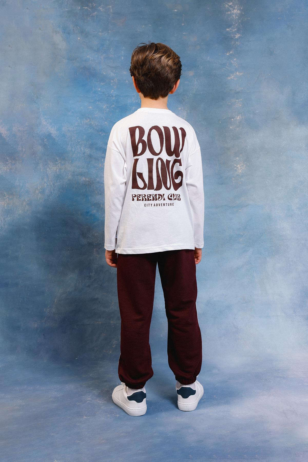 Erkek Çocuk Bowling Baskılı Uzun Kollu Tshirt & Jogger Alt Üst Takım