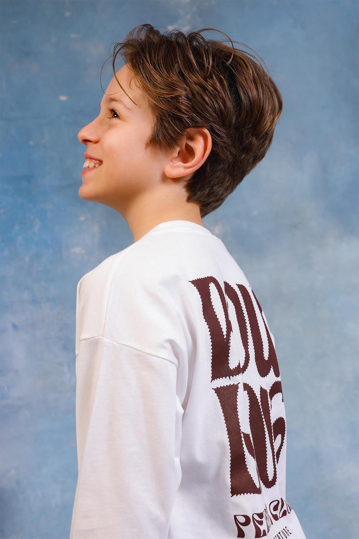 Erkek Çocuk Bowling Baskılı Uzun Kollu Tshirt & Jogger Alt Üst Takım