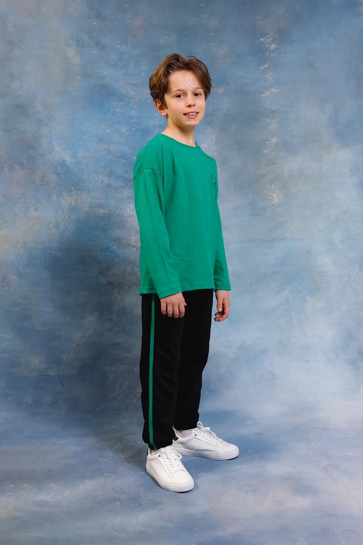 Erkek Çocuk Bowling Baskılı Uzun Kollu Tshirt & Jogger Alt Üst Takım