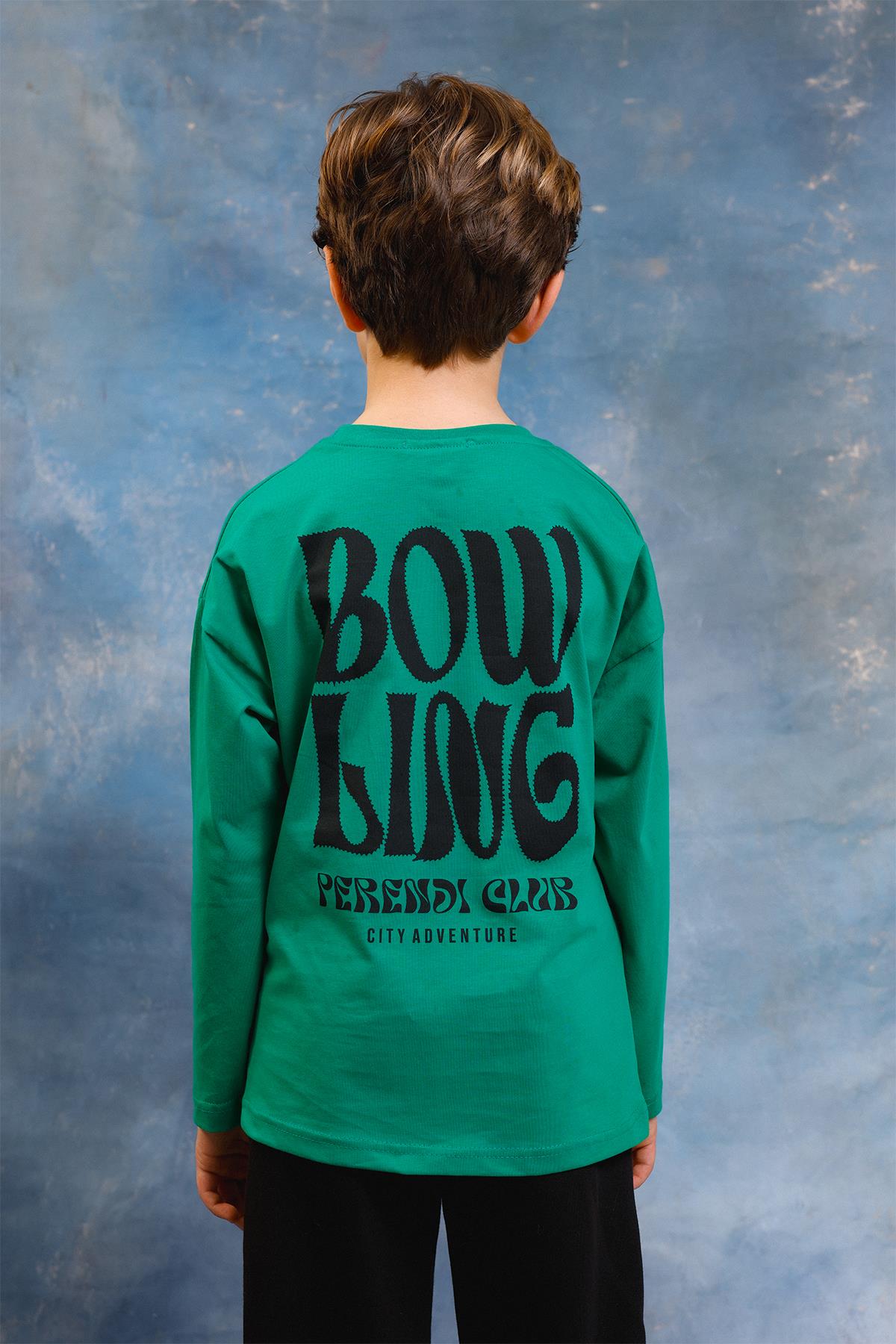 Erkek Çocuk Bowling Baskılı Uzun Kollu Tshirt & Jogger Alt Üst Takım