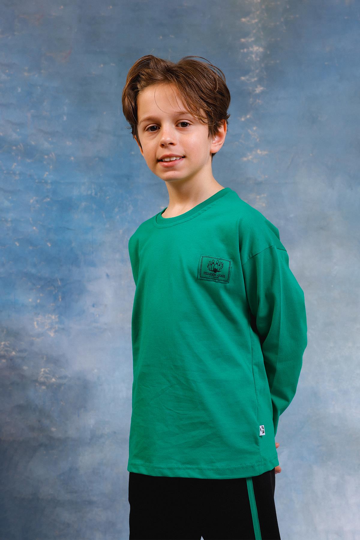 Erkek Çocuk Bowling Baskılı Uzun Kollu Tshirt & Jogger Alt Üst Takım