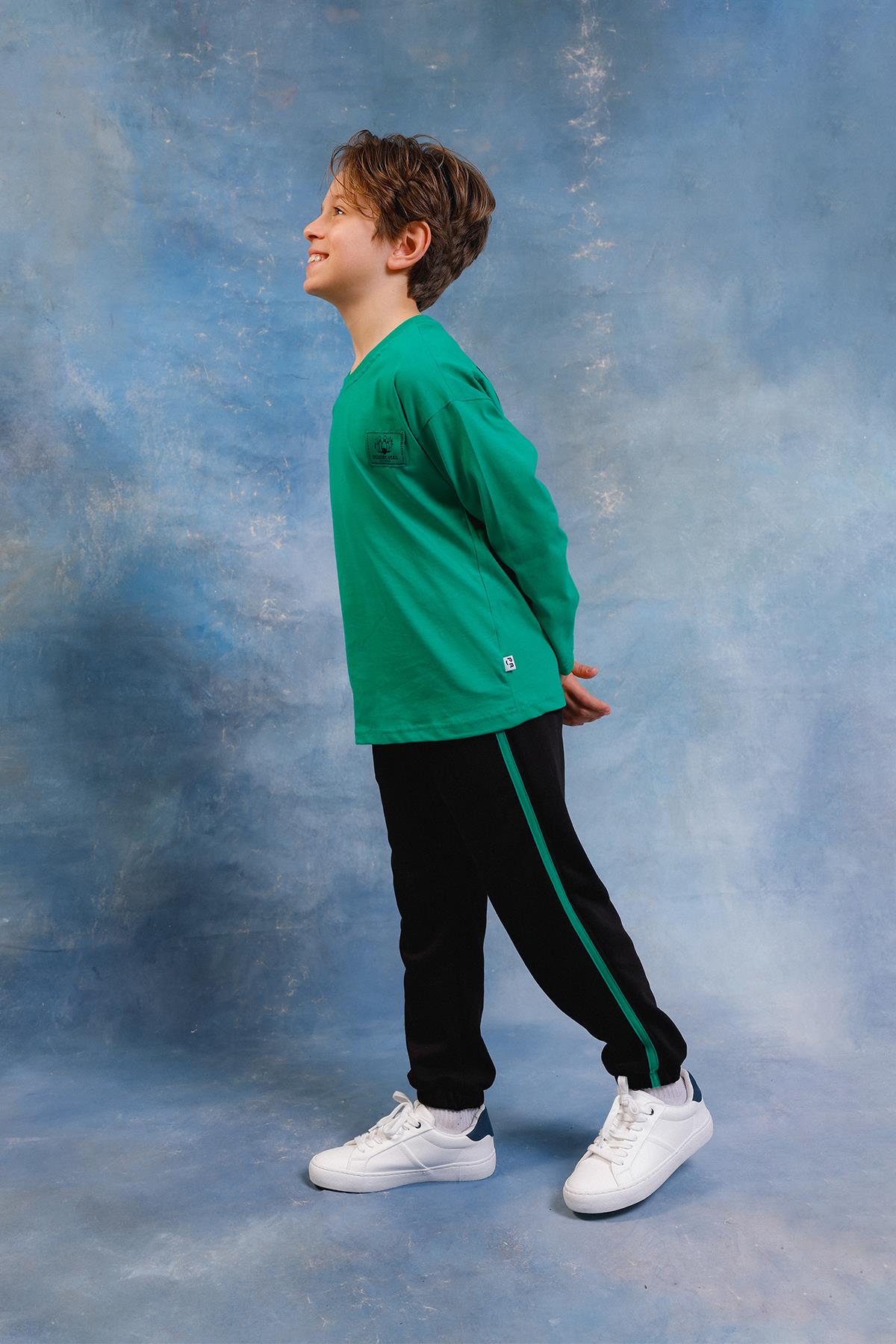 Erkek Çocuk Bowling Baskılı Uzun Kollu Tshirt & Jogger Alt Üst Takım