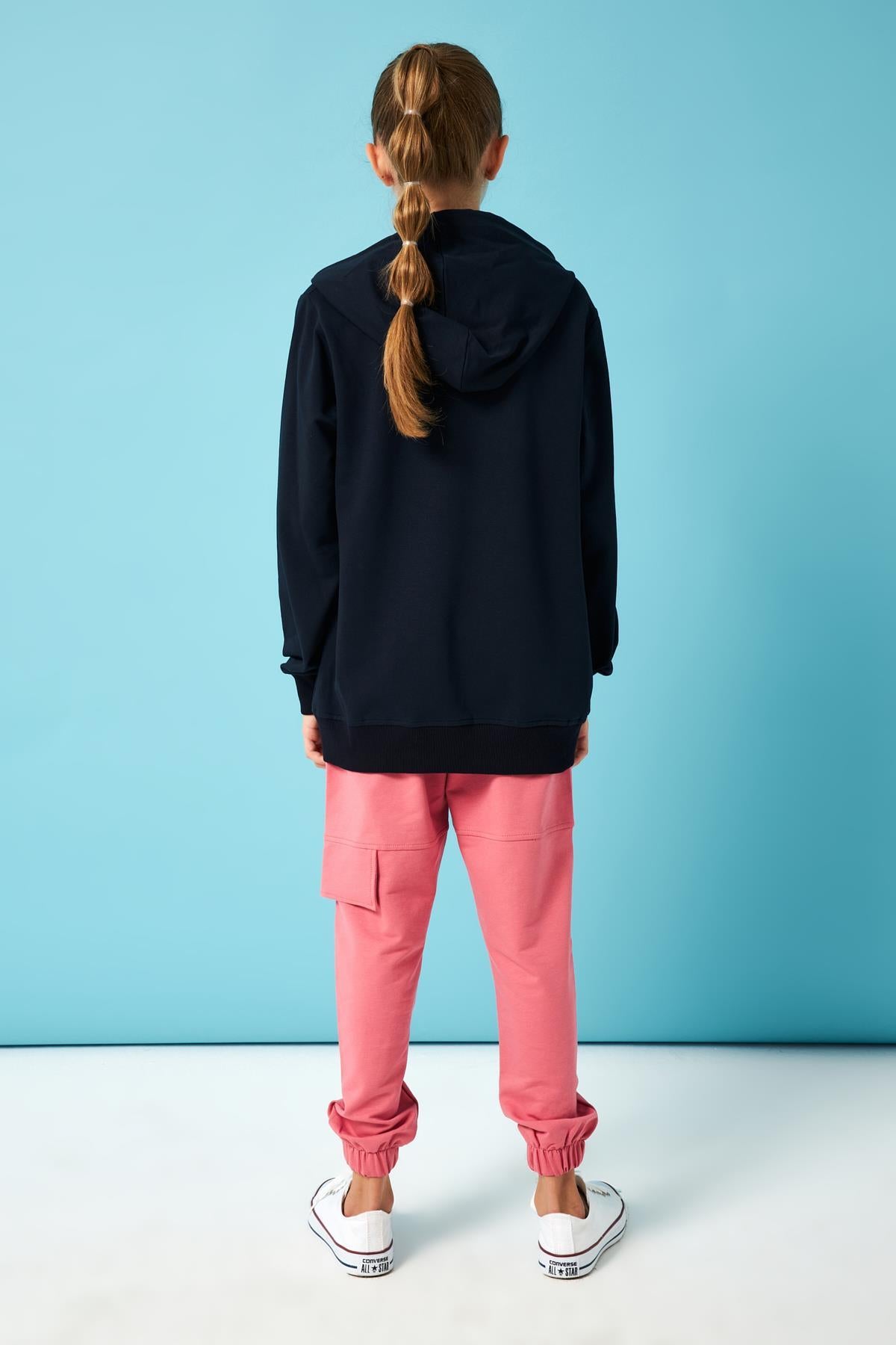 California Baskı Detaylı Kapüşonlu Kız Çocuk Sweatshirt