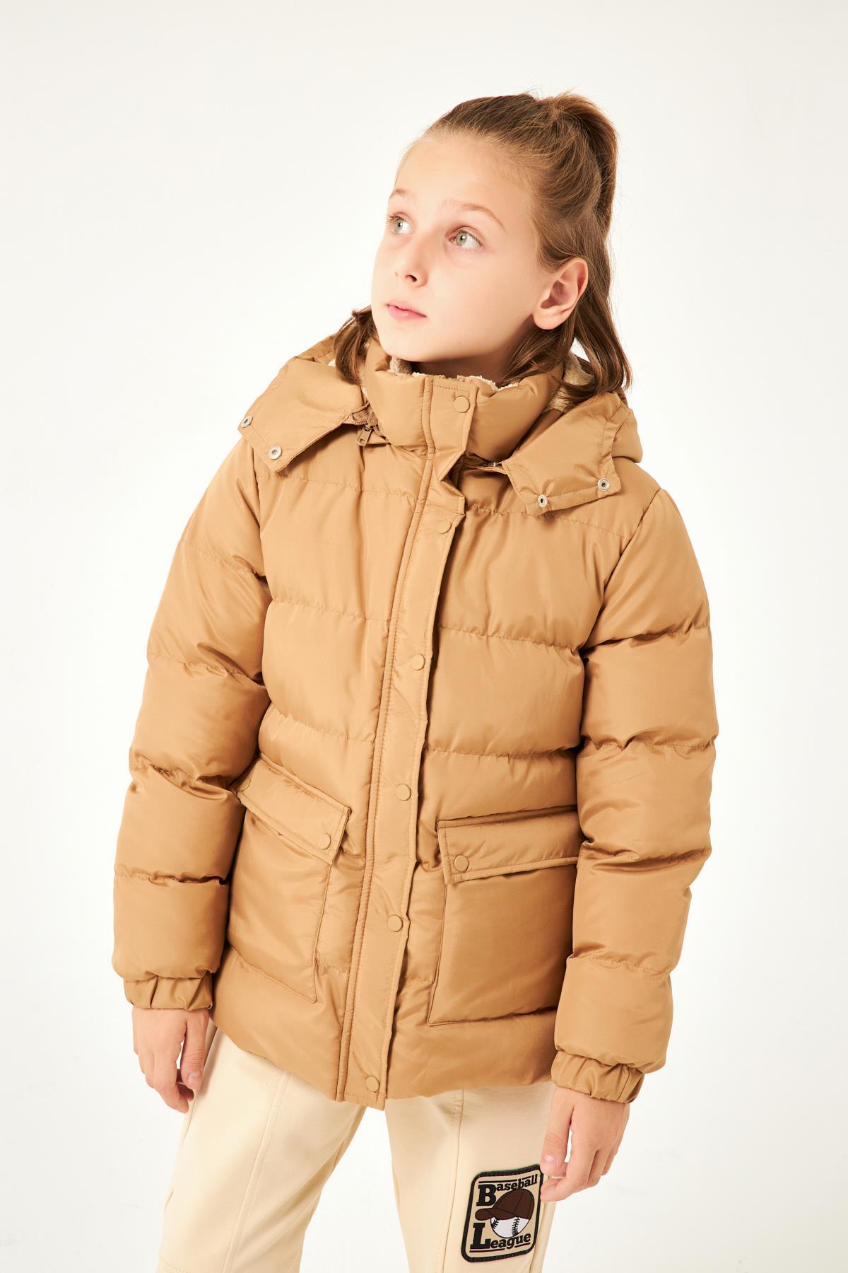 Cep Detaylı Kapüşonlu Unisex Çocuk Mont