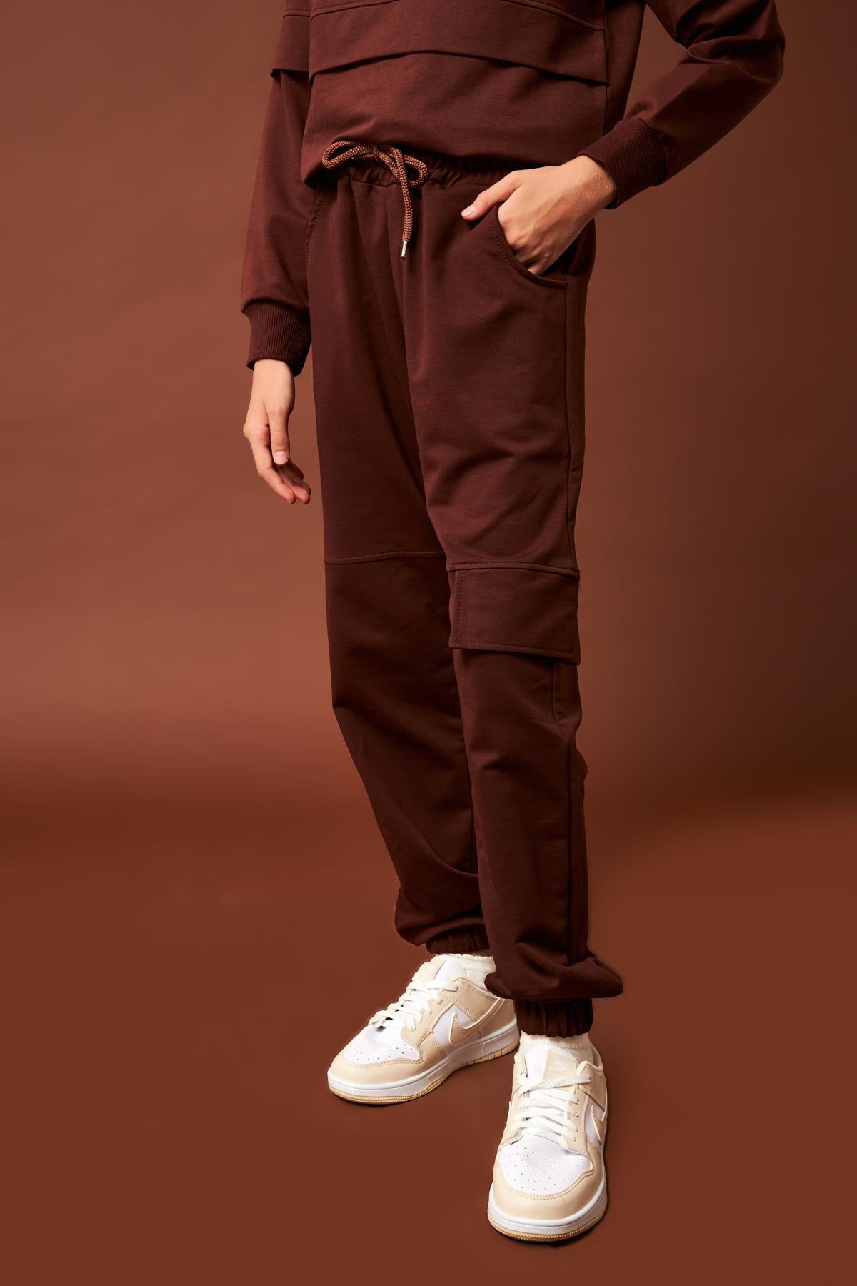 Cep Kapağı Detaylı Kız Çocuk Eşofman Altı