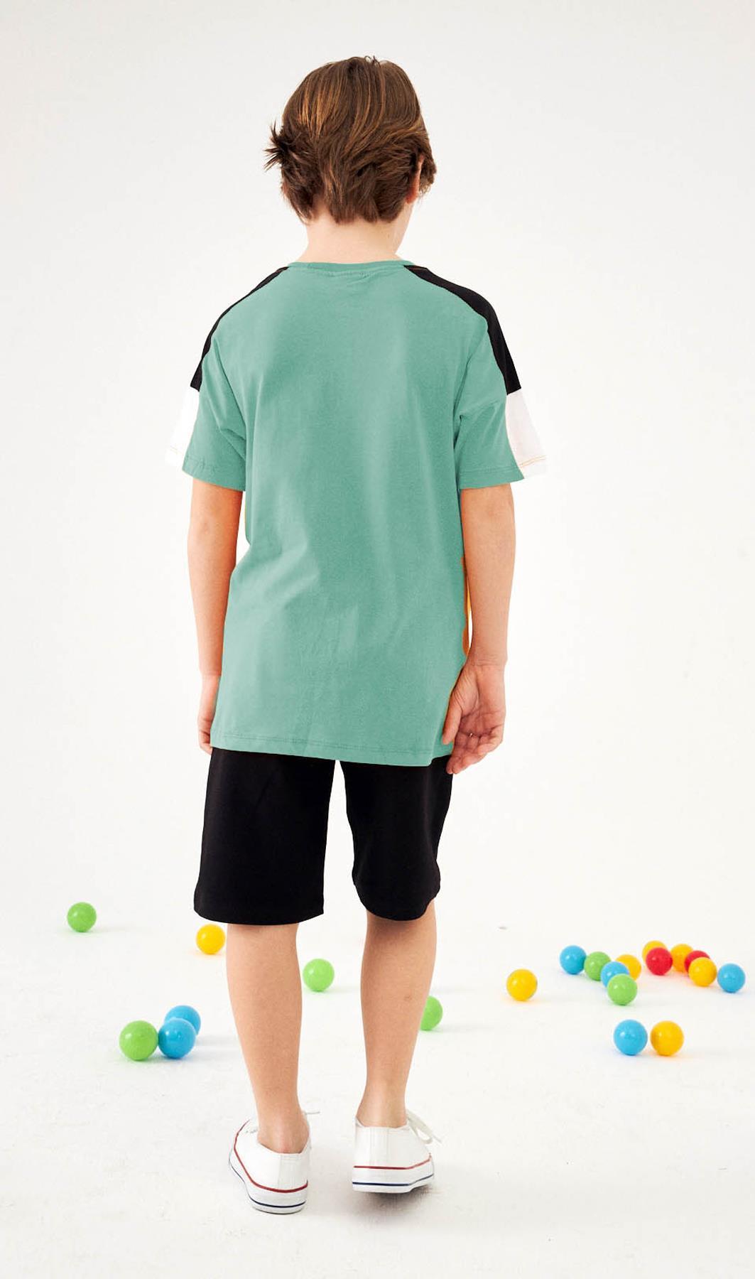 Choices Baskılı Kol Garnili Erkek Çocuk Şortlu Takım