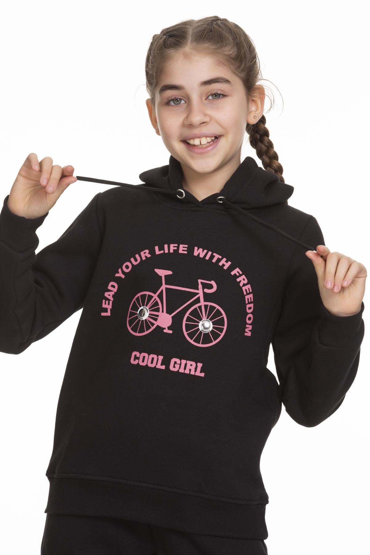 Cool Girl Baskılı İçi Polarlı Kız Çocuk Takım