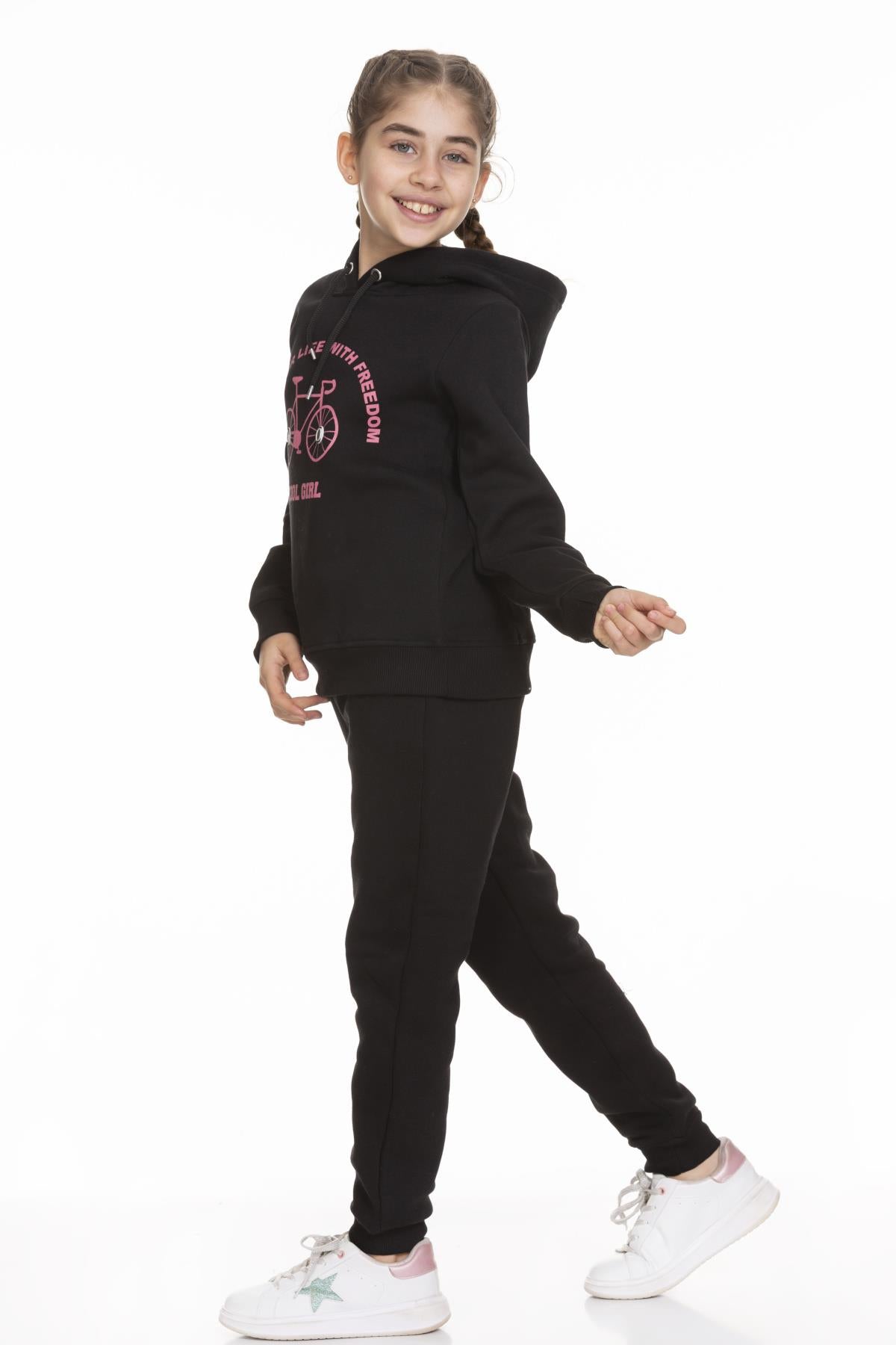 Cool Girl Baskılı İçi Polarlı Kız Çocuk Takım