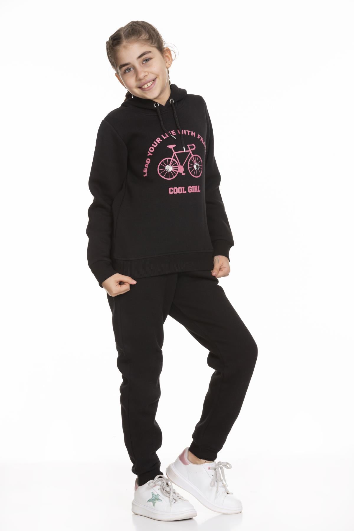 Cool Girl Baskılı İçi Polarlı Kız Çocuk Takım