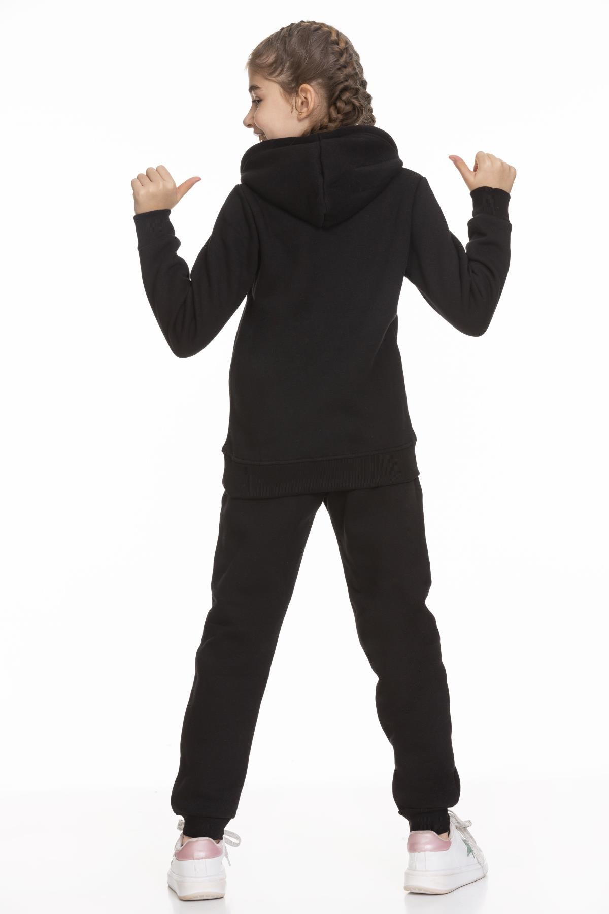 Cool Girl Baskılı İçi Polarlı Kız Çocuk Takım