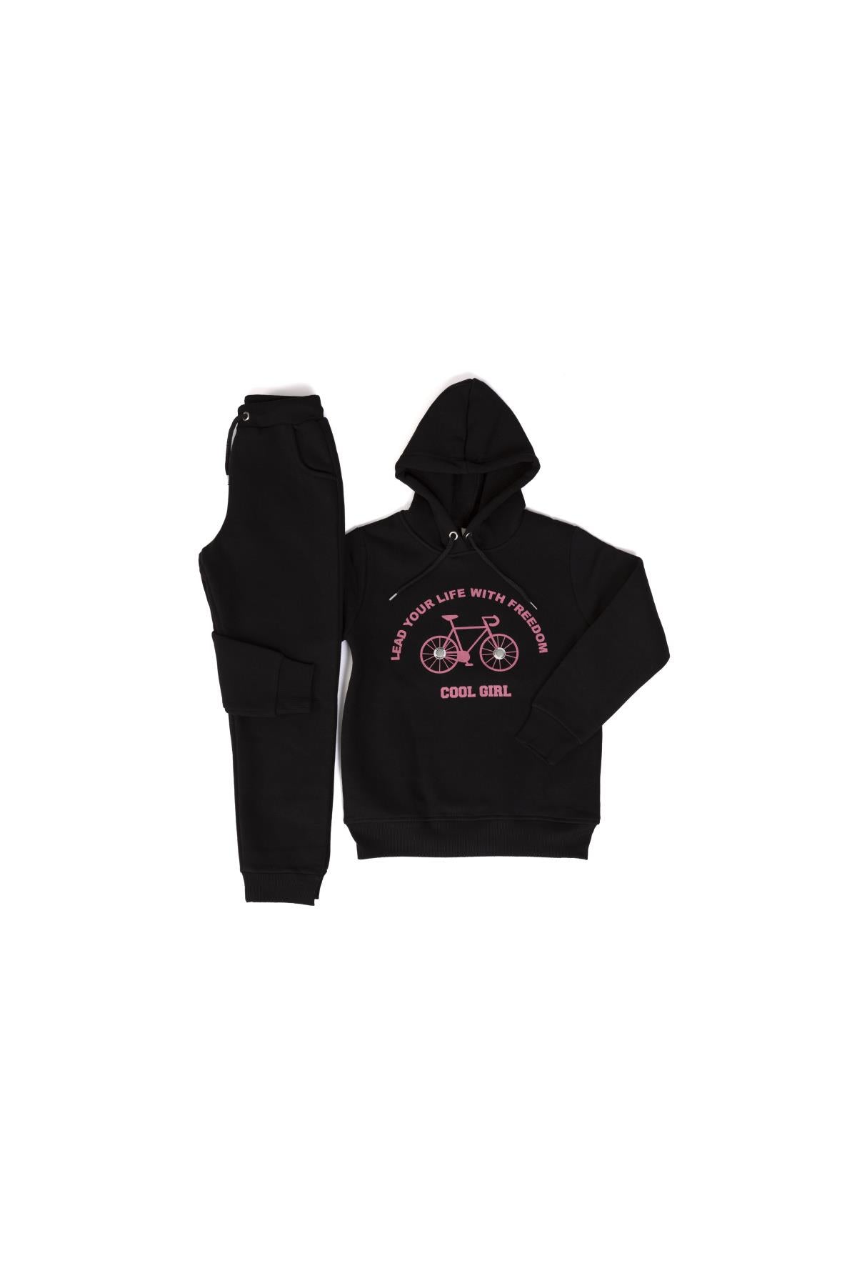 Cool Girl Baskılı İçi Polarlı Kız Çocuk Takım