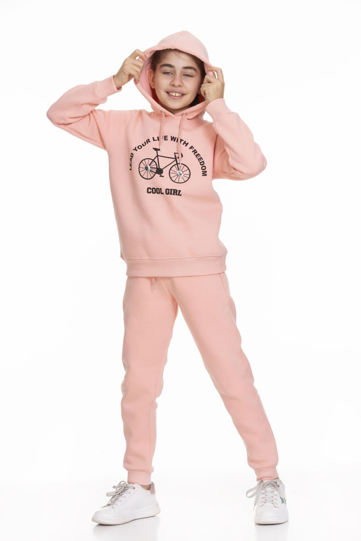 Cool Girl Baskılı İçi Polarlı Kız Çocuk Takım