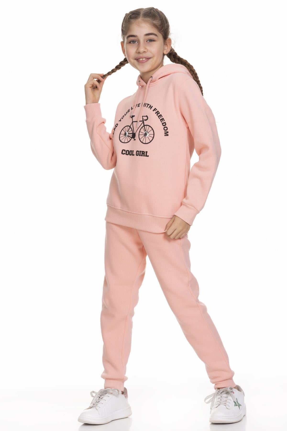 Cool Girl Baskılı İçi Polarlı Kız Çocuk Takım