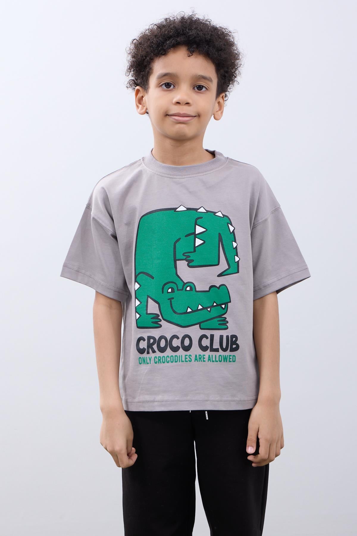 Croco Club Erkek Çocuk 2'li Oversize Tişört Pamuklu Kumaş