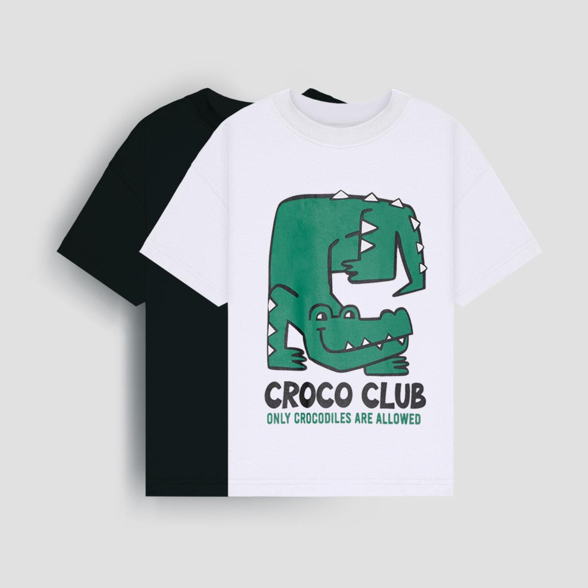 Croco Club Erkek Çocuk 2'li Oversize Tişört Pamuklu Kumaş