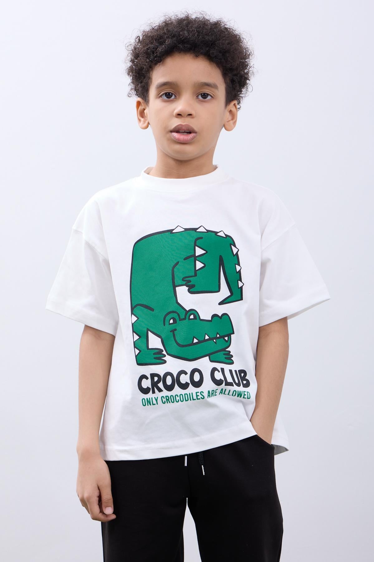Croco Club Erkek Çocuk 2'li Oversize Tişört Pamuklu Kumaş