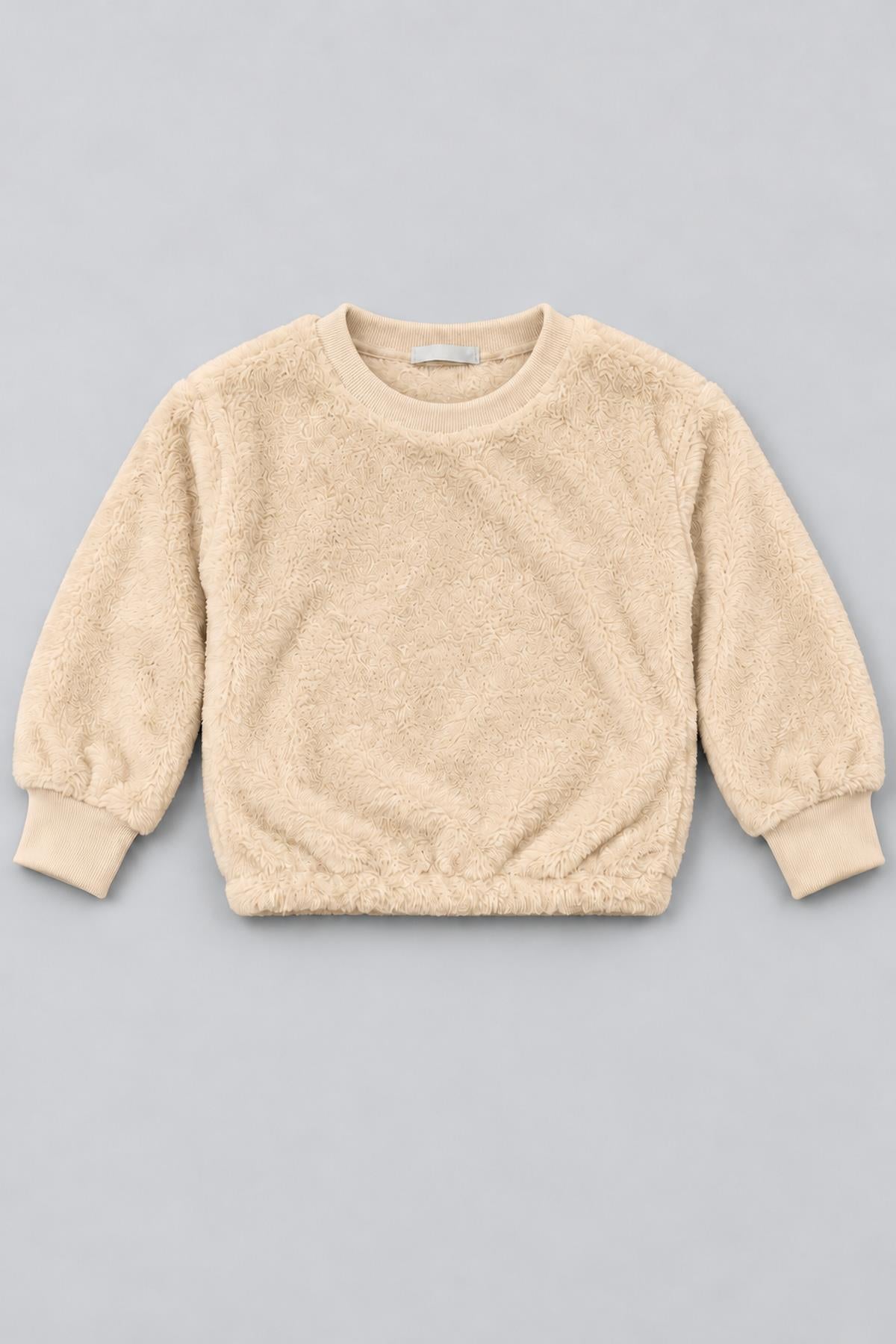 Unisex Çocuk Peluş Sweatshirt ve Jogger Kışlık Eşofman Takımı