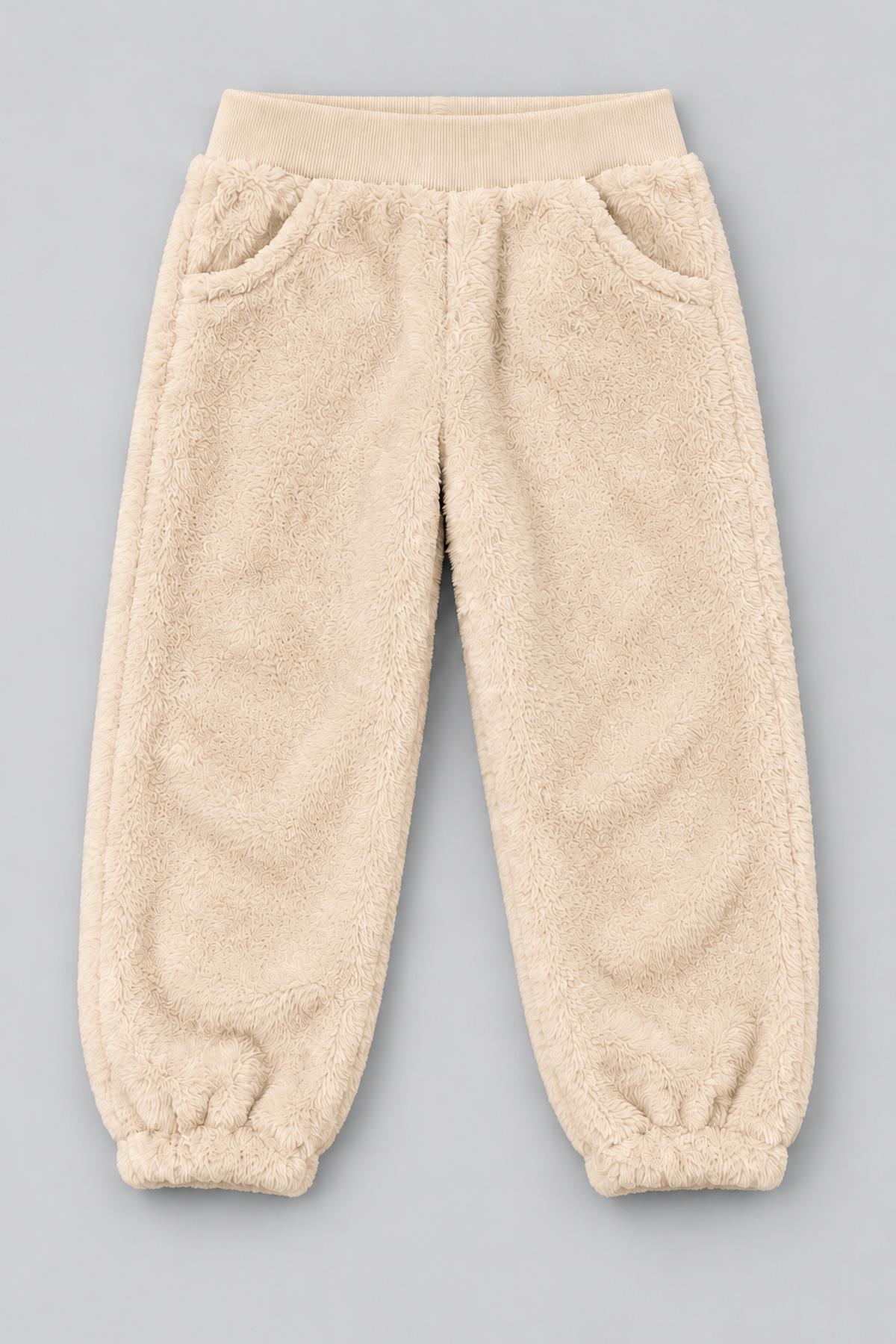Unisex Çocuk Peluş Sweatshirt ve Jogger Kışlık Eşofman Takımı