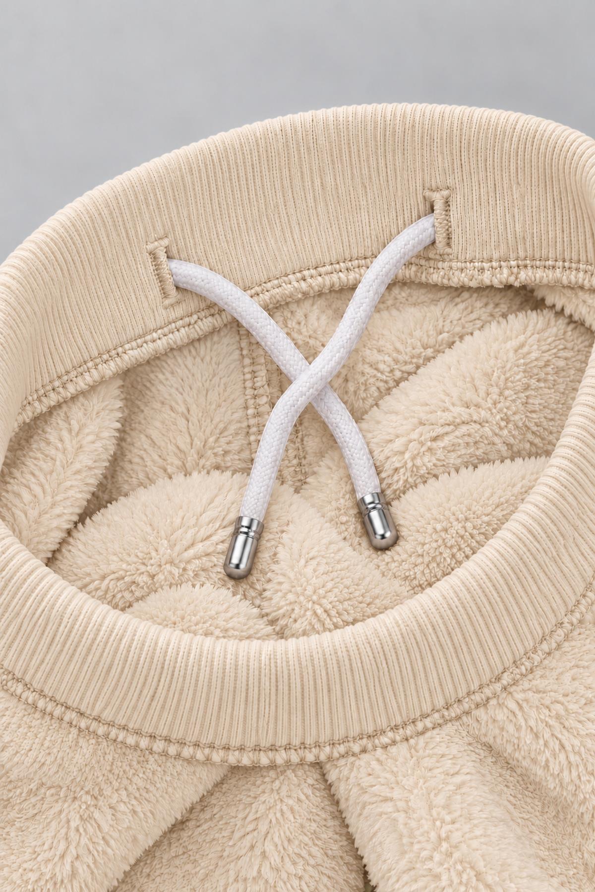 Unisex Çocuk Peluş Sweatshirt ve Jogger Kışlık Eşofman Takımı