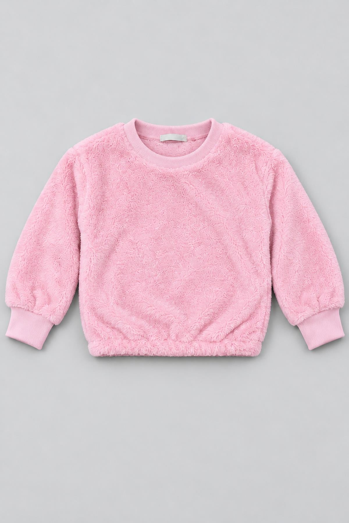 Unisex Çocuk Peluş Sweatshirt ve Jogger Kışlık Eşofman Takımı