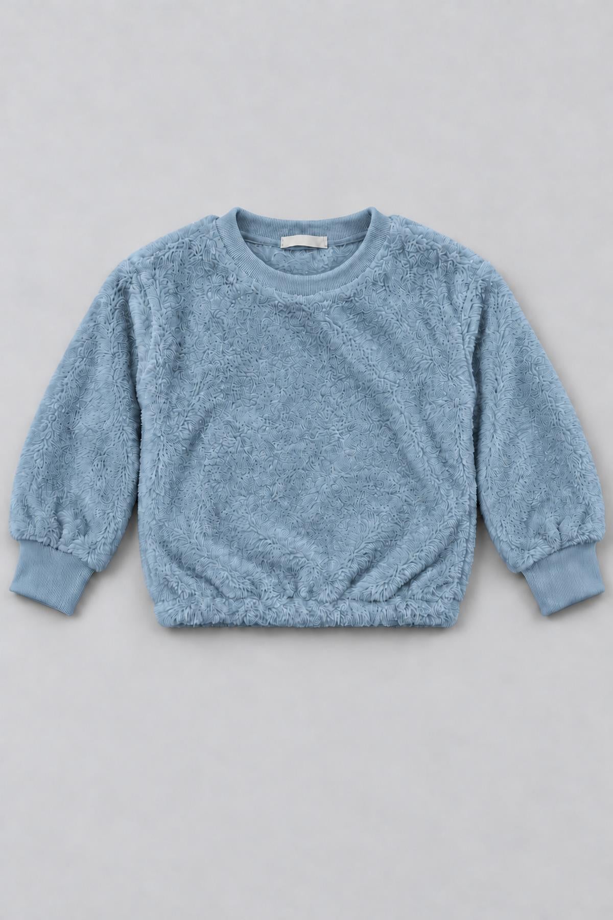 Unisex Çocuk Peluş Sweatshirt ve Jogger Kışlık Eşofman Takımı