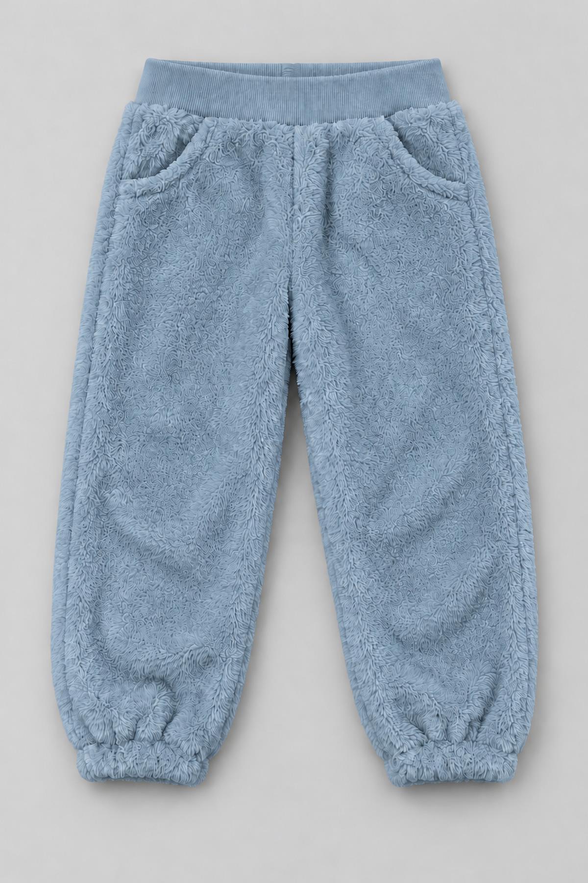 Unisex Çocuk Peluş Sweatshirt ve Jogger Kışlık Eşofman Takımı