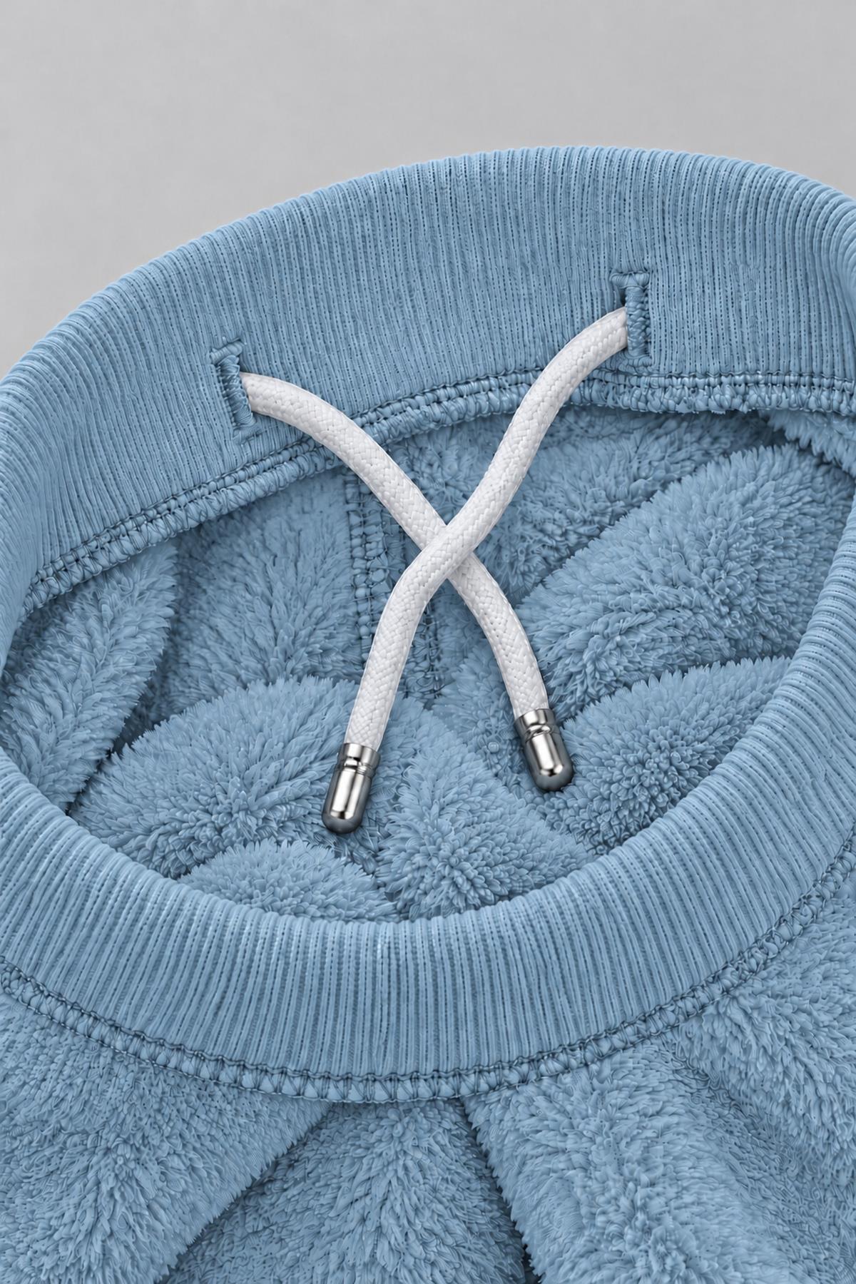 Unisex Çocuk Peluş Sweatshirt ve Jogger Kışlık Eşofman Takımı